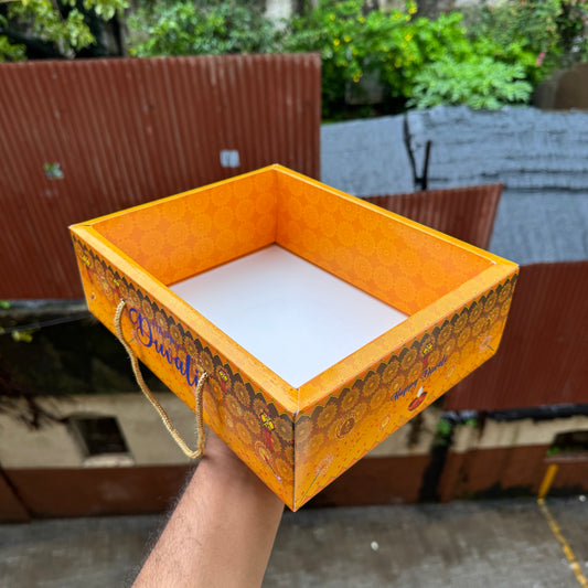 Yellow Diwali Hamper Box With Lid