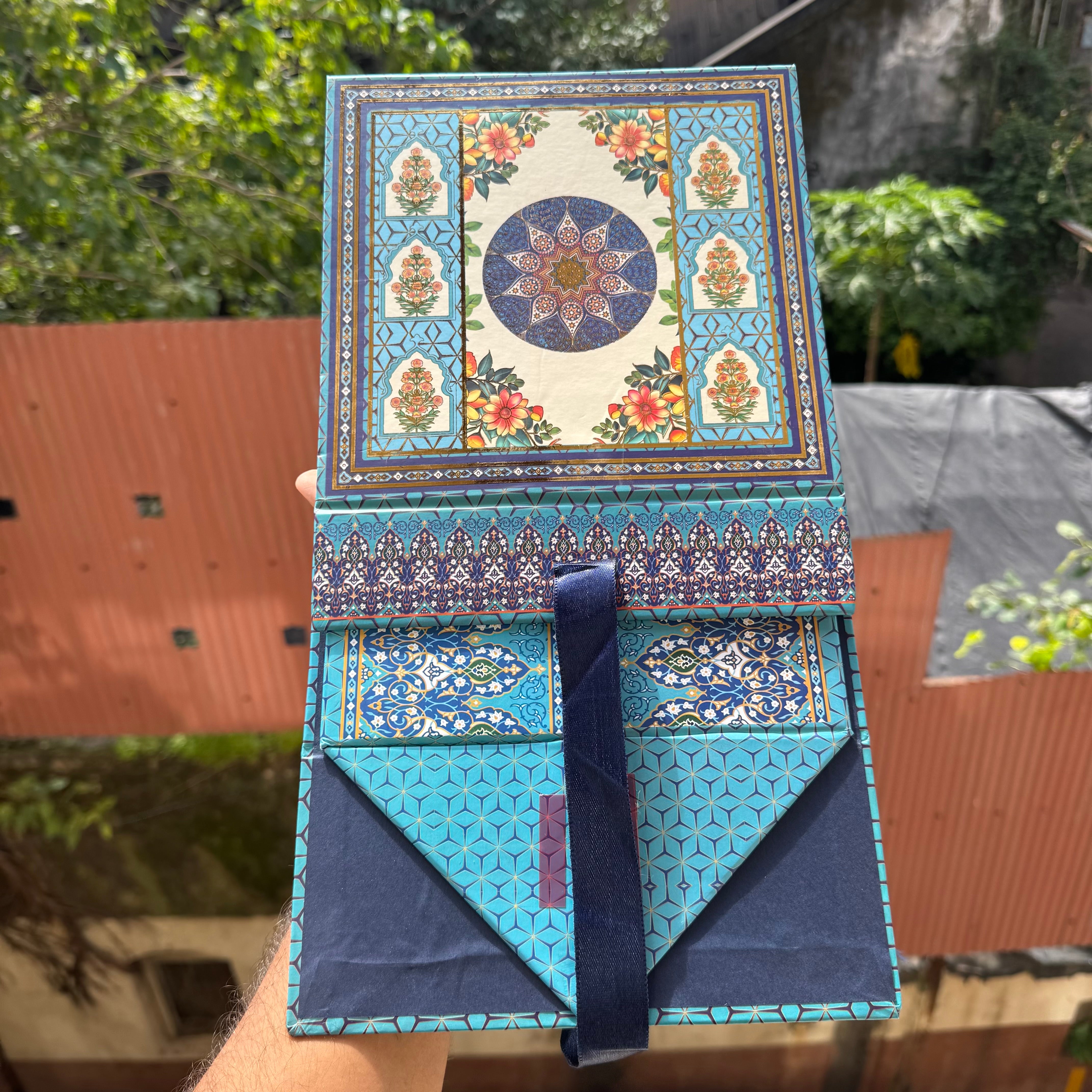 Shahi Utsav Collapsible Hamper Box 8x8x4inch (1pc) ~ Blue