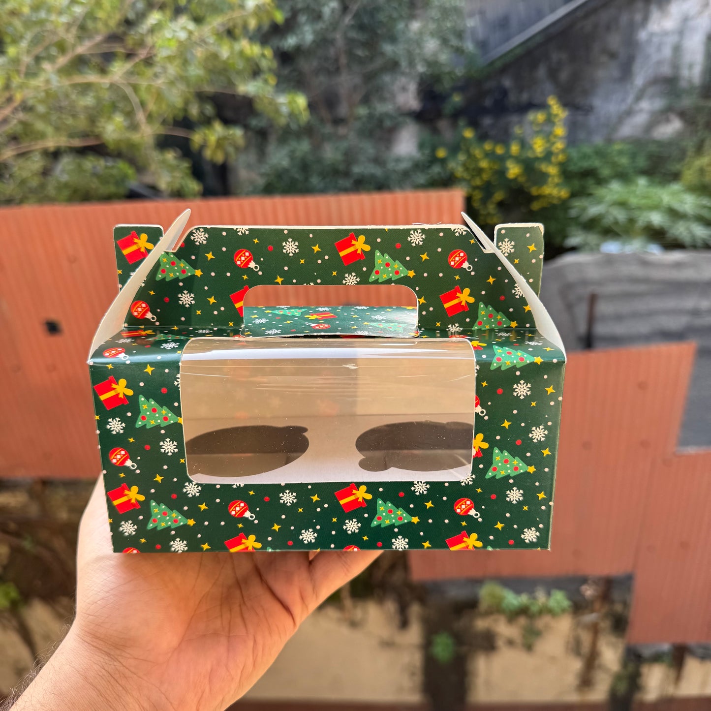 Christmas Box For 2 Cupcake / Jar / Candle With Handle (10pc)