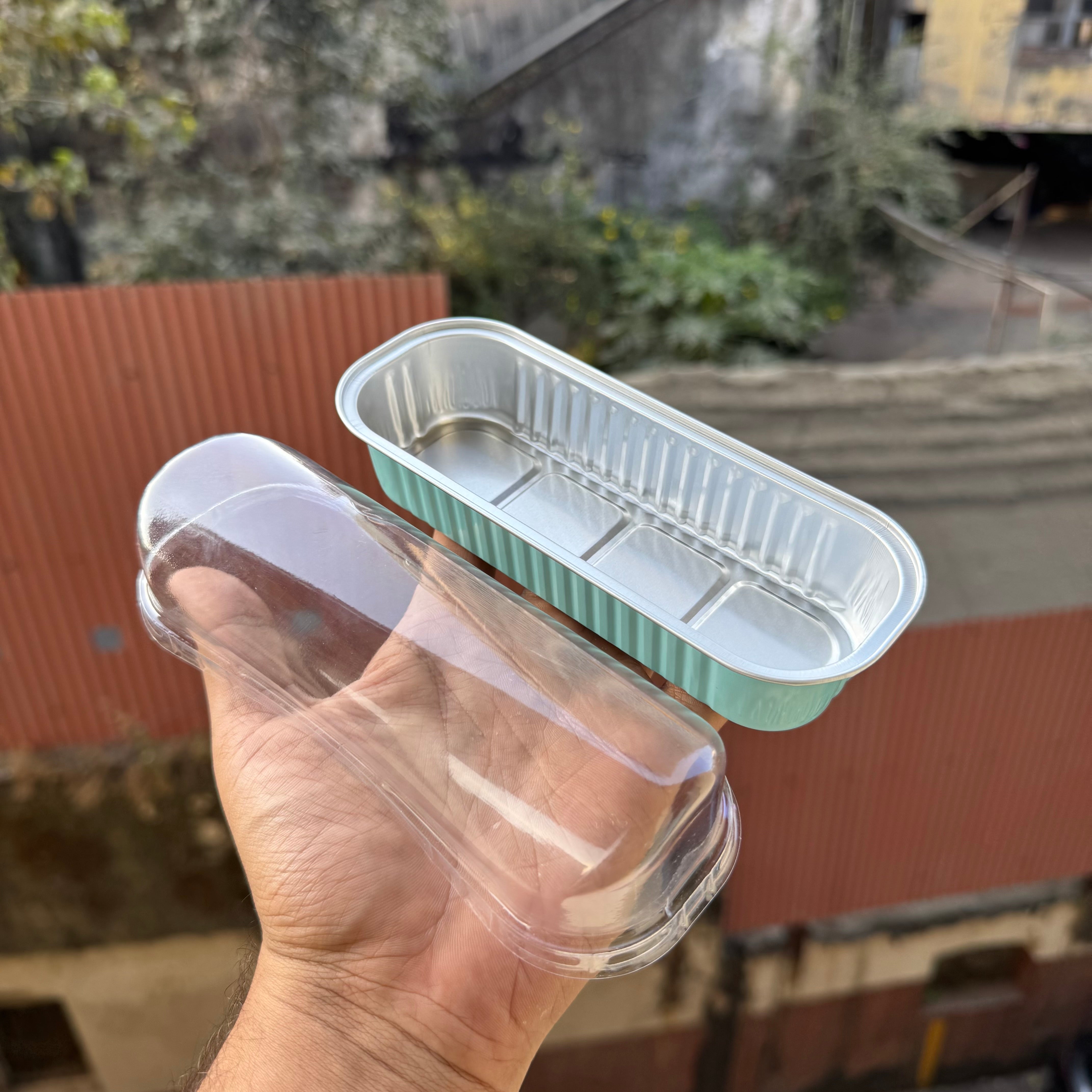 Rectangle Foil Bakeable Container Blue (10pc)