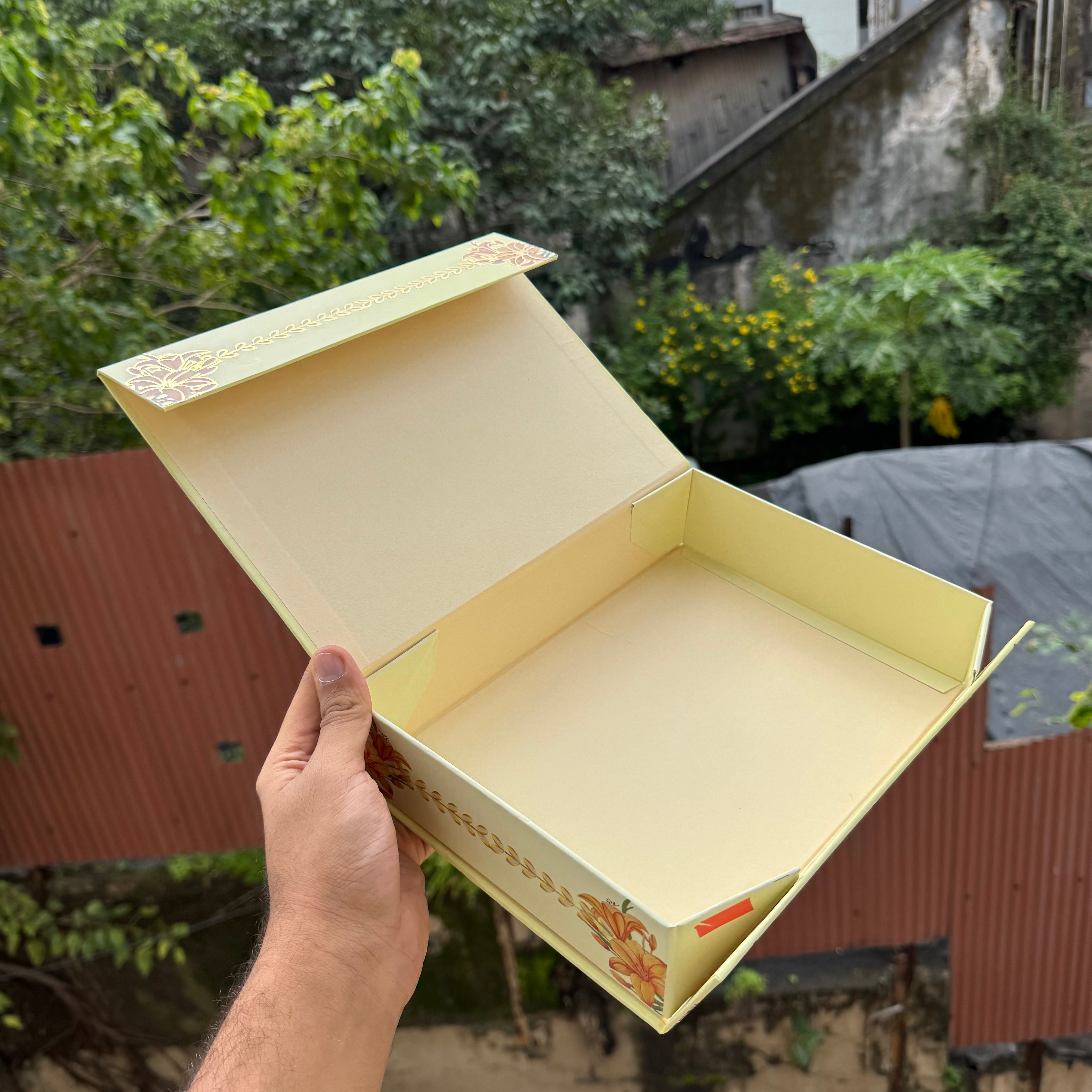 Premium Rigid Mithai / Hamper Box | Collapsible (1pc) ~ Light Yellow