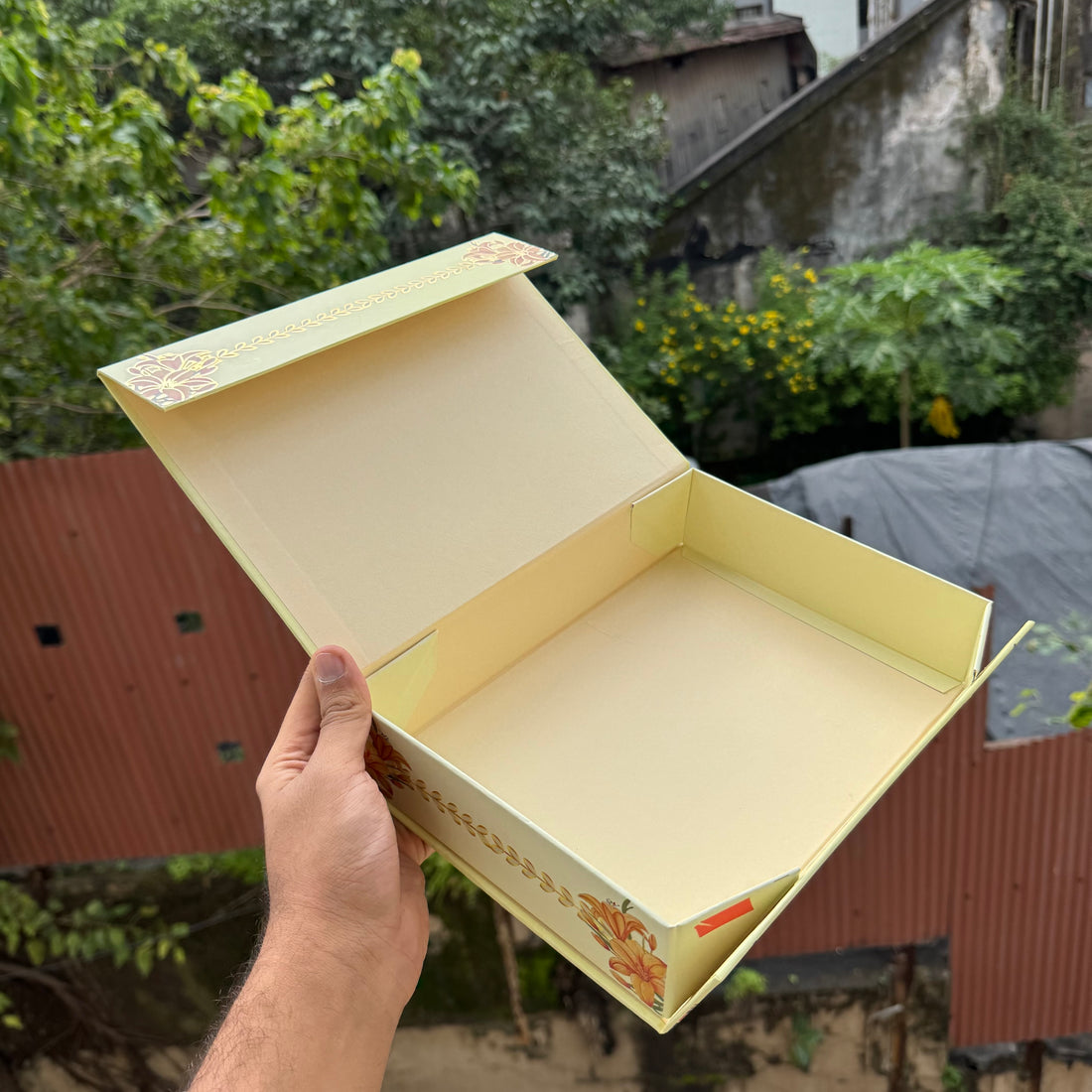 Premium Rigid Mithai / Hamper Box | Collapsible (1pc) ~ Light Yellow