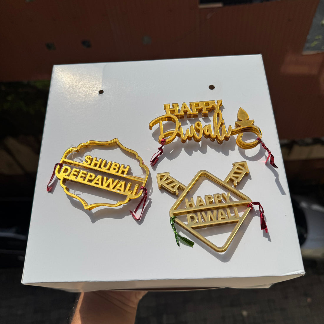 Diwali Acrylic Charm Sticker (5pc) ~ Happy Diwali 🪔