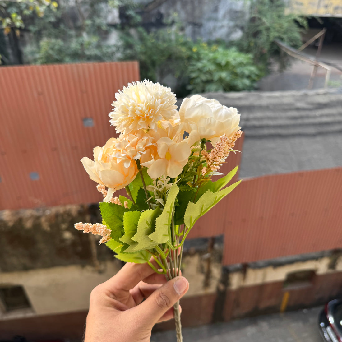 Artificial Flower Bunch With Stem and Leaves (1pc) #460