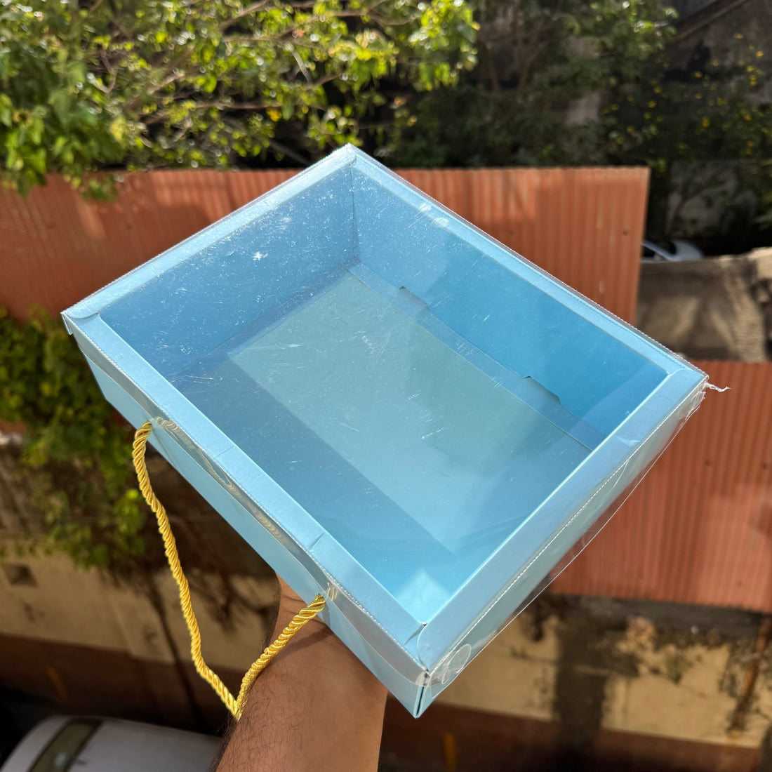 Baby Blue Hamper Box With Transparent Lid And Handle (10pc)