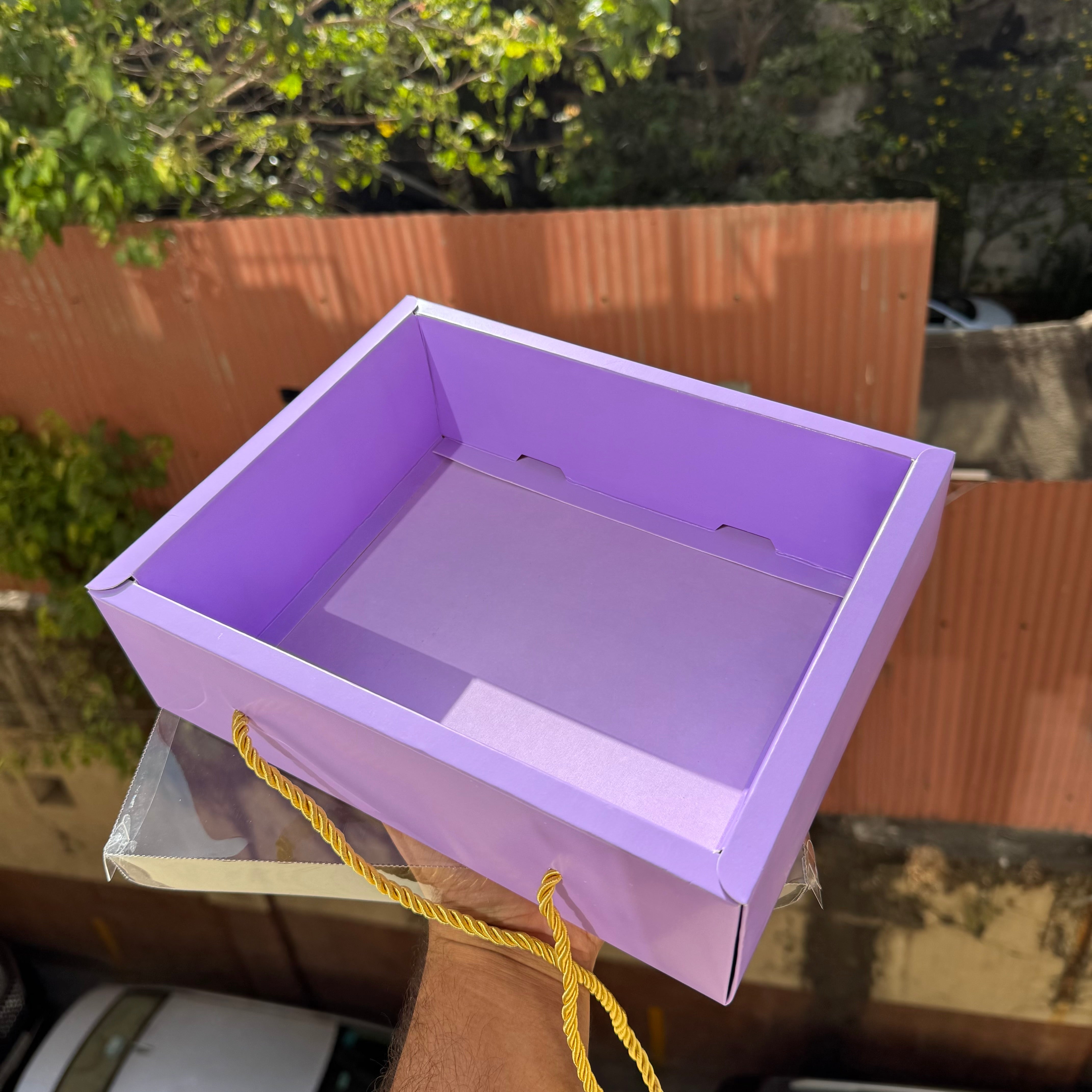 Lilac Hamper Box With Transparent Lid And Handle (10pc)