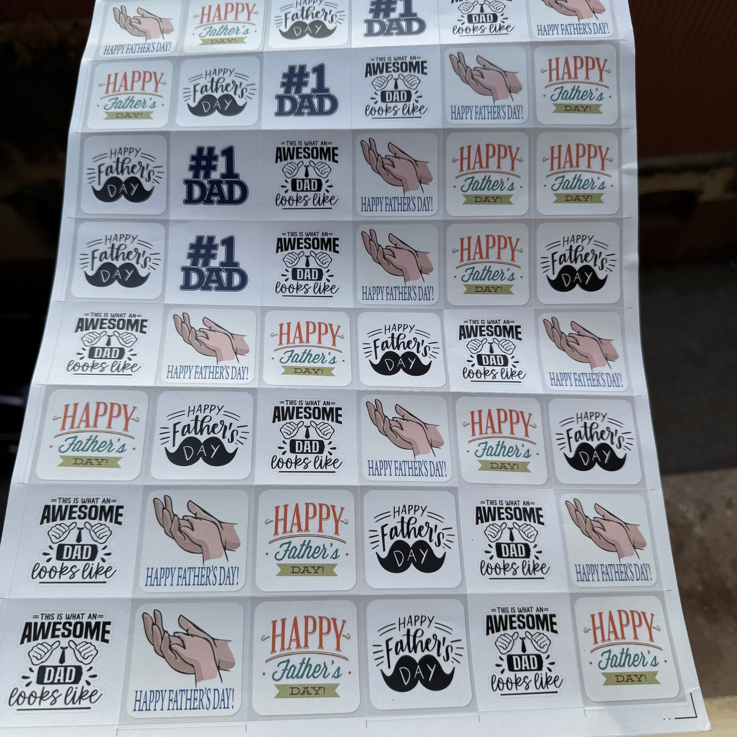 Fathers Day Sticker Sheet Square
