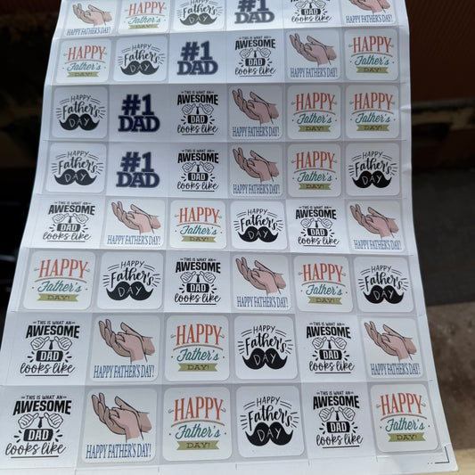 Fathers Day Sticker Sheet Square