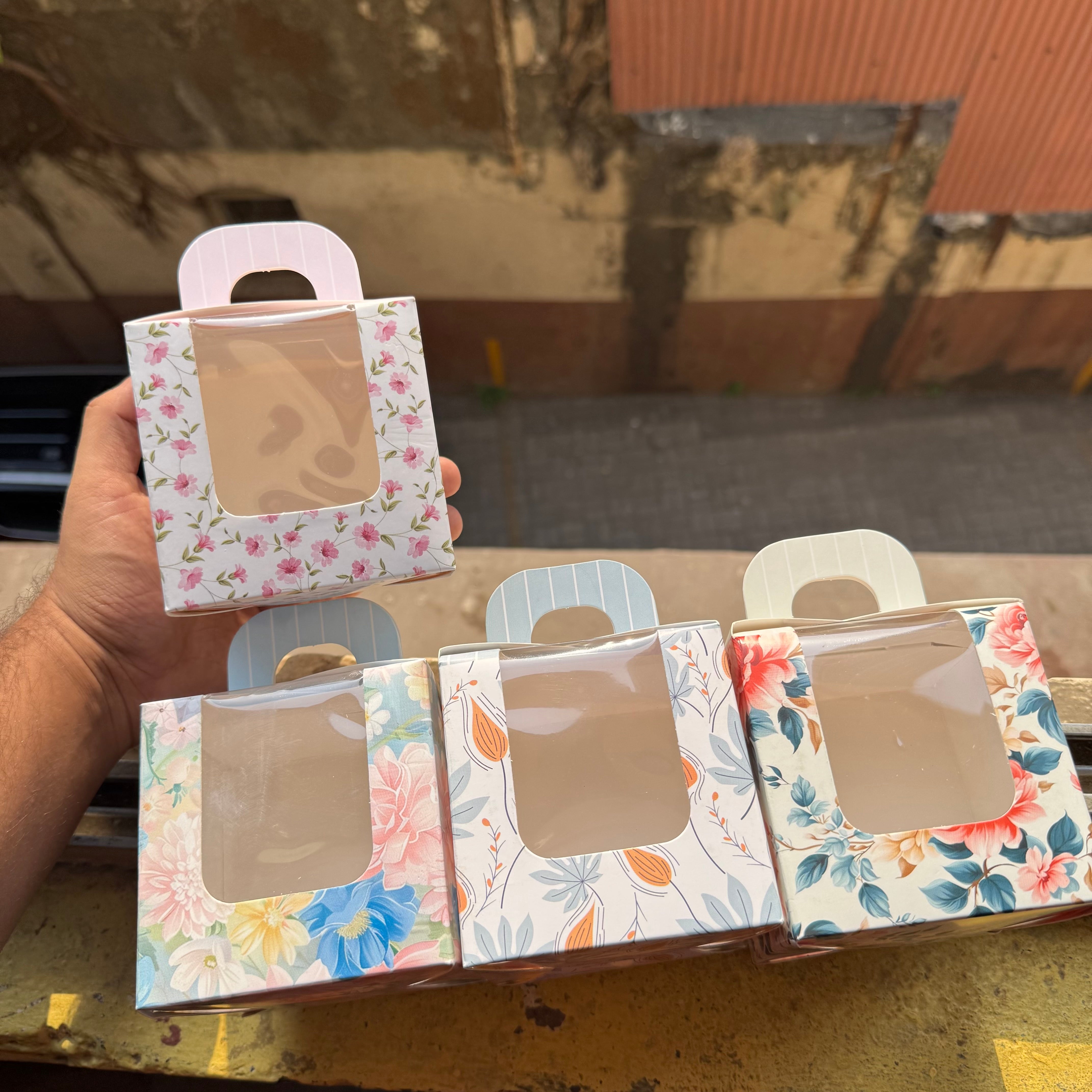 Floral Window Box for Jar & Single Cupcake (10pc)