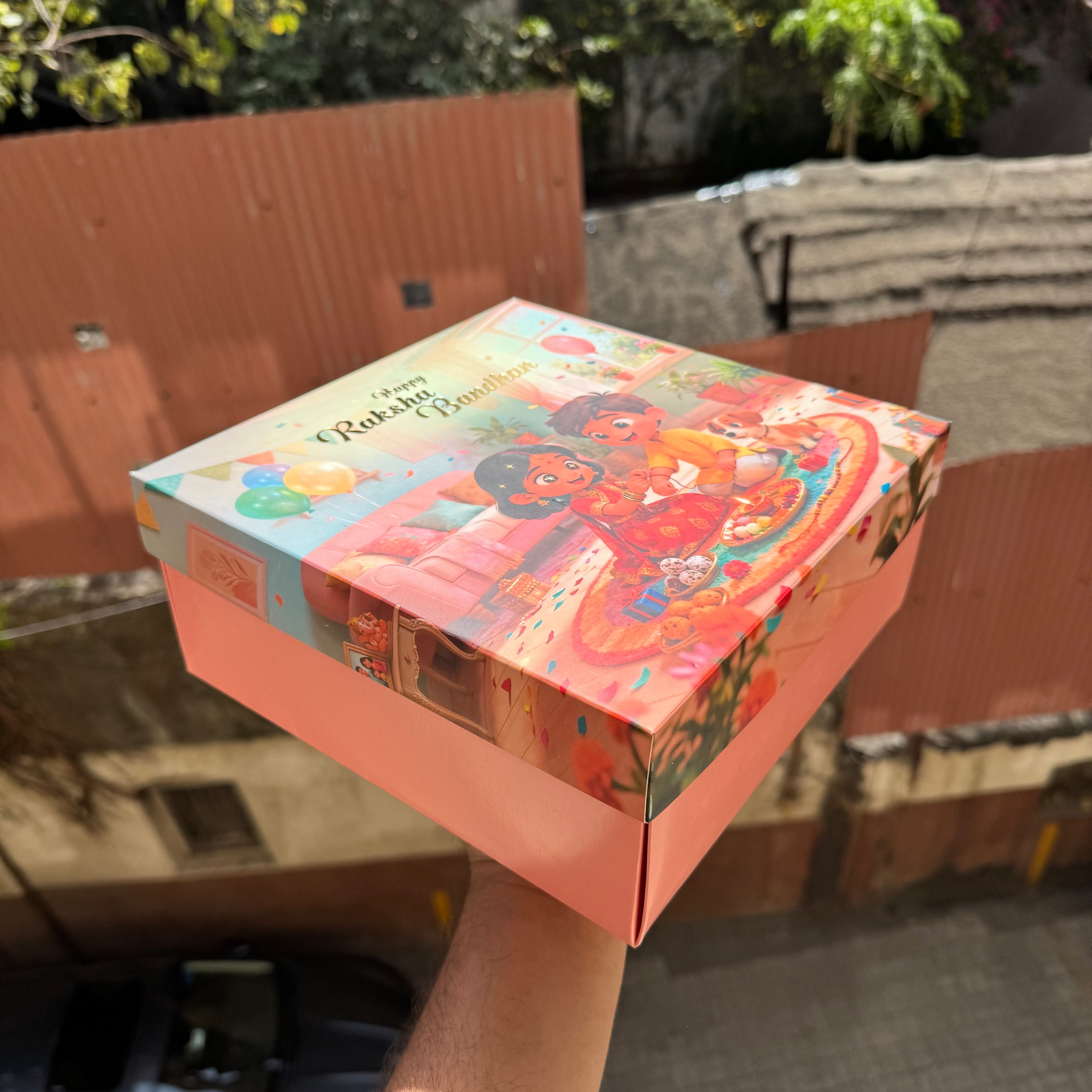Rakhi Top Bottom Hamper Box • BK-91 Peach