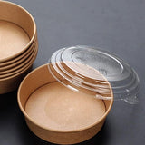 500ML Kraft Tub With Transparent Lid / Salad Bowl (10pc)