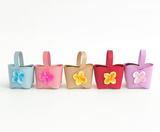 Floral Purse Style Hamper Bag 3inch (10pc) • Beige