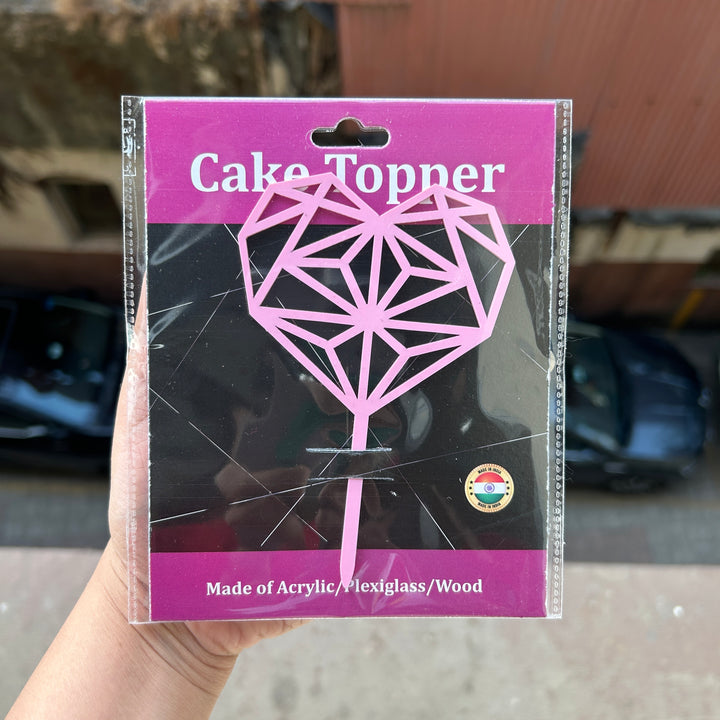 Pink Intricate Heart - Valentine 4” Acrylic Topper 1pc