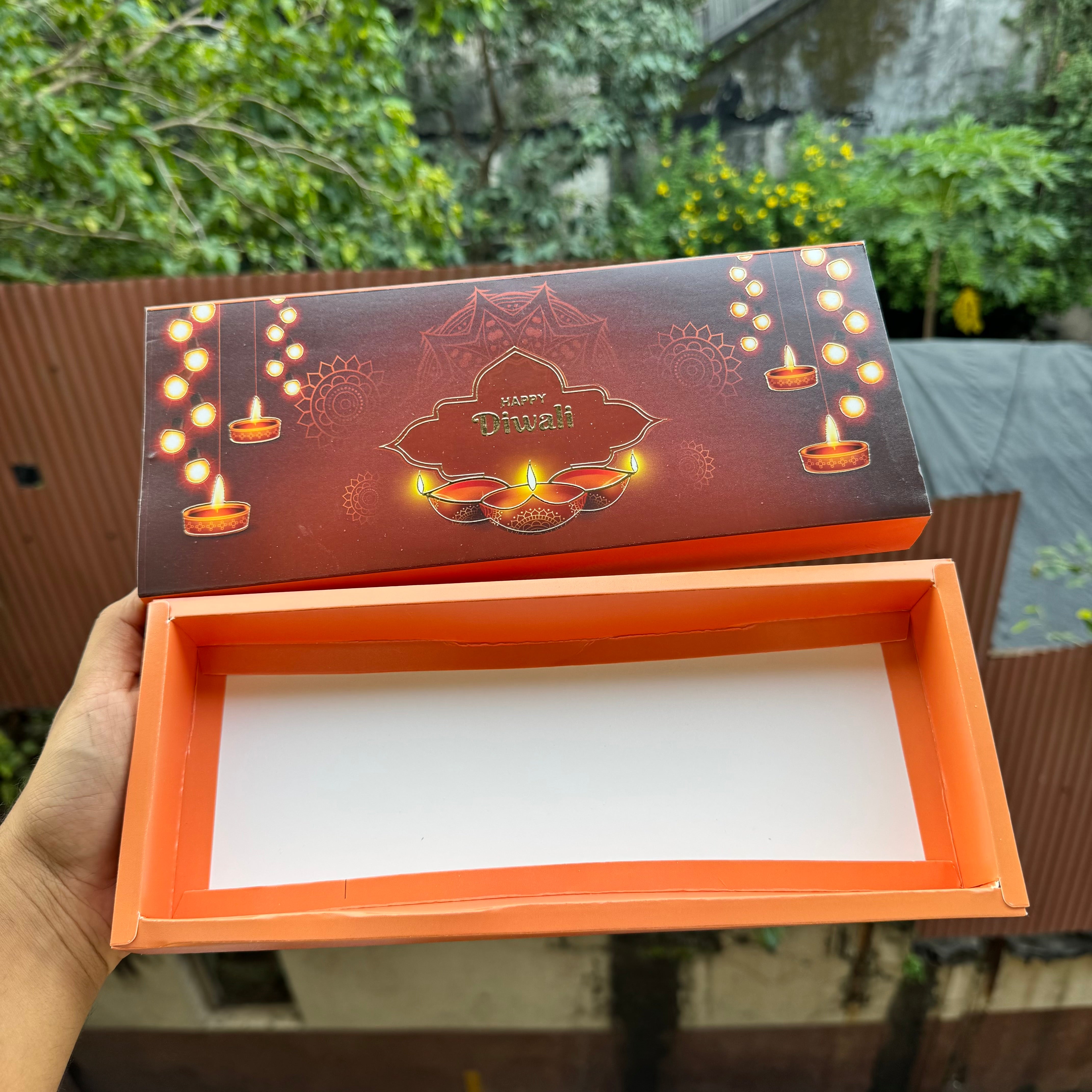 Diwali Slider Box (10pc) || 12 Cavity Size ~ Brown & Amber