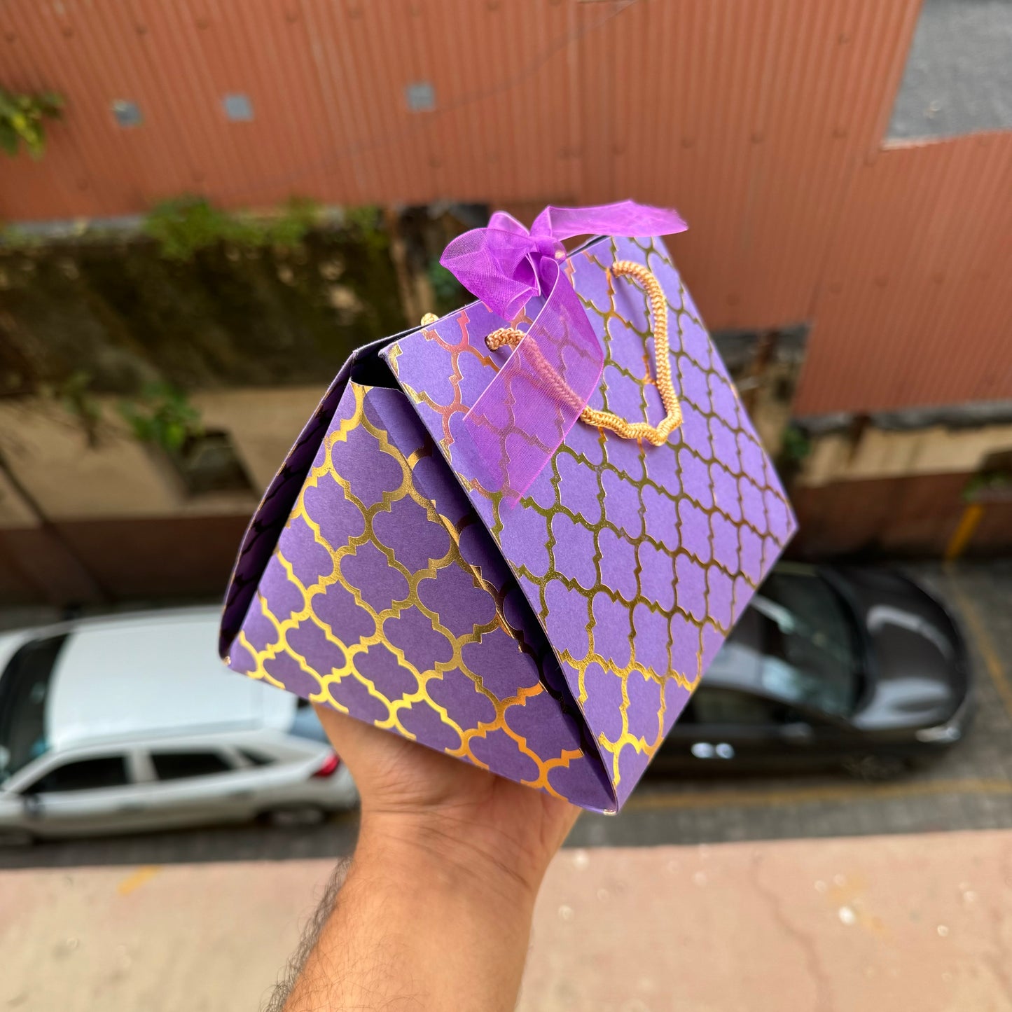 Purple Festive Jar Triangle Box / Bag