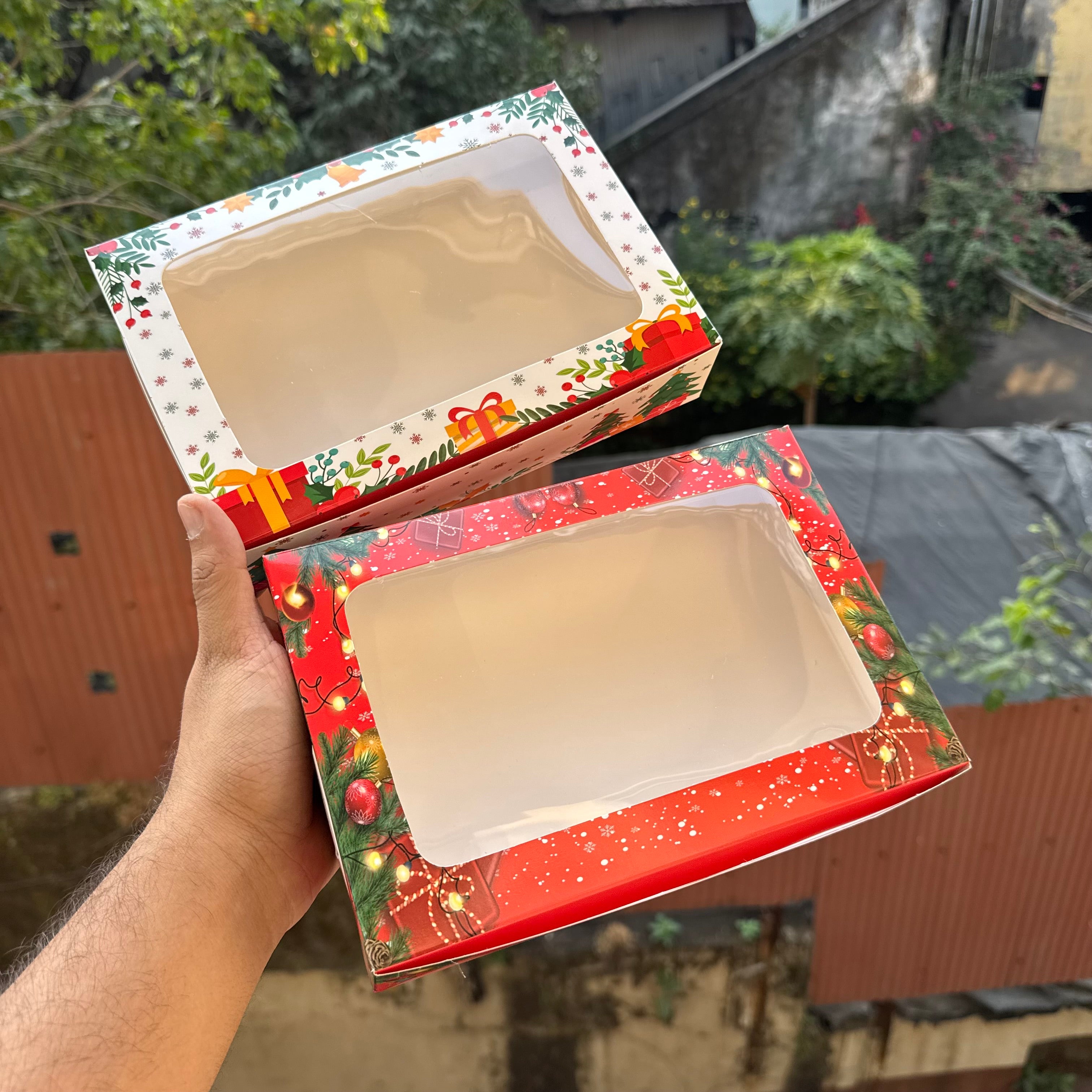 Christmas 6 In 1 Brownie / Cookie Box 10 Pc | White