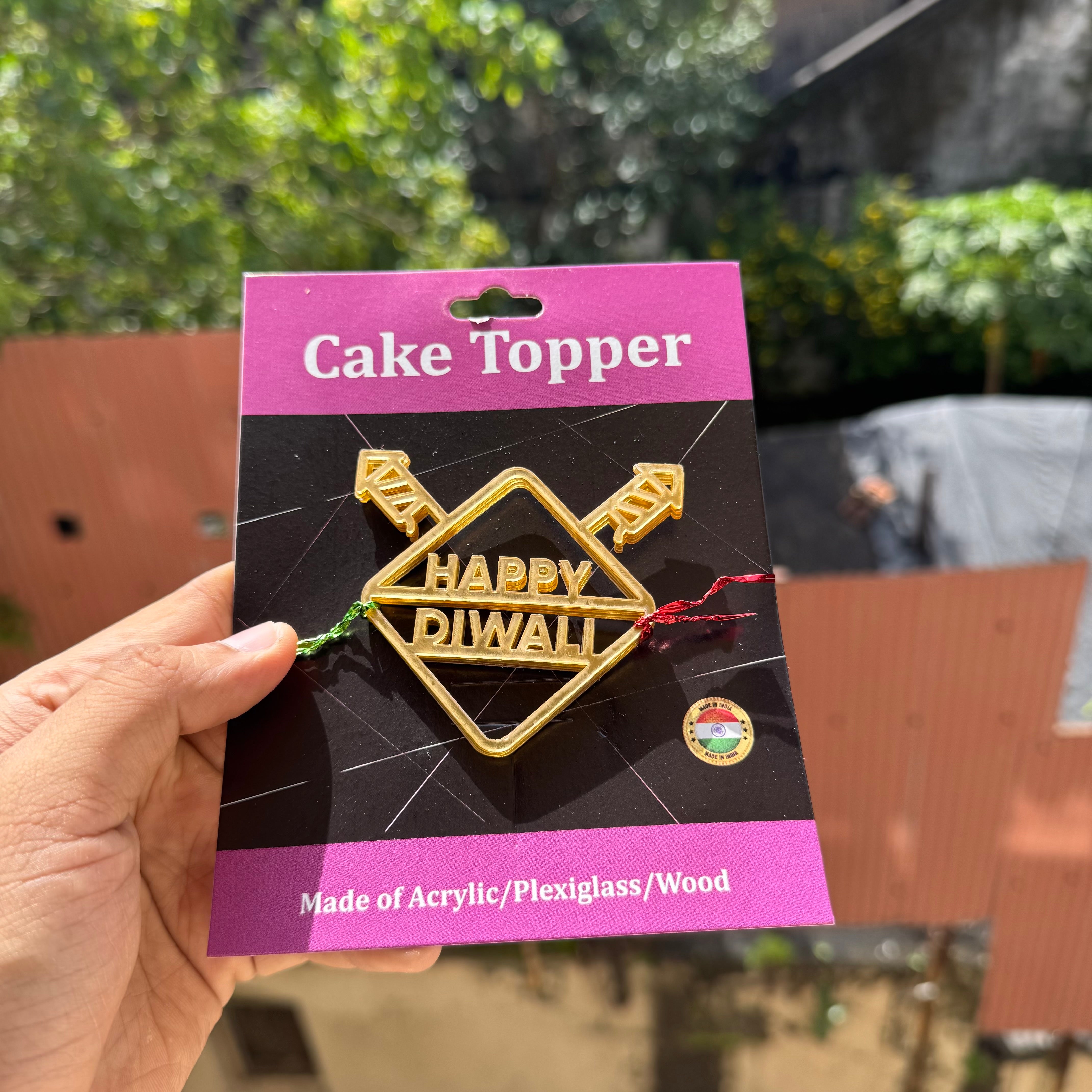 Diwali Acrylic Charm Sticker (5pc) ~ Happy Diwali Rocket