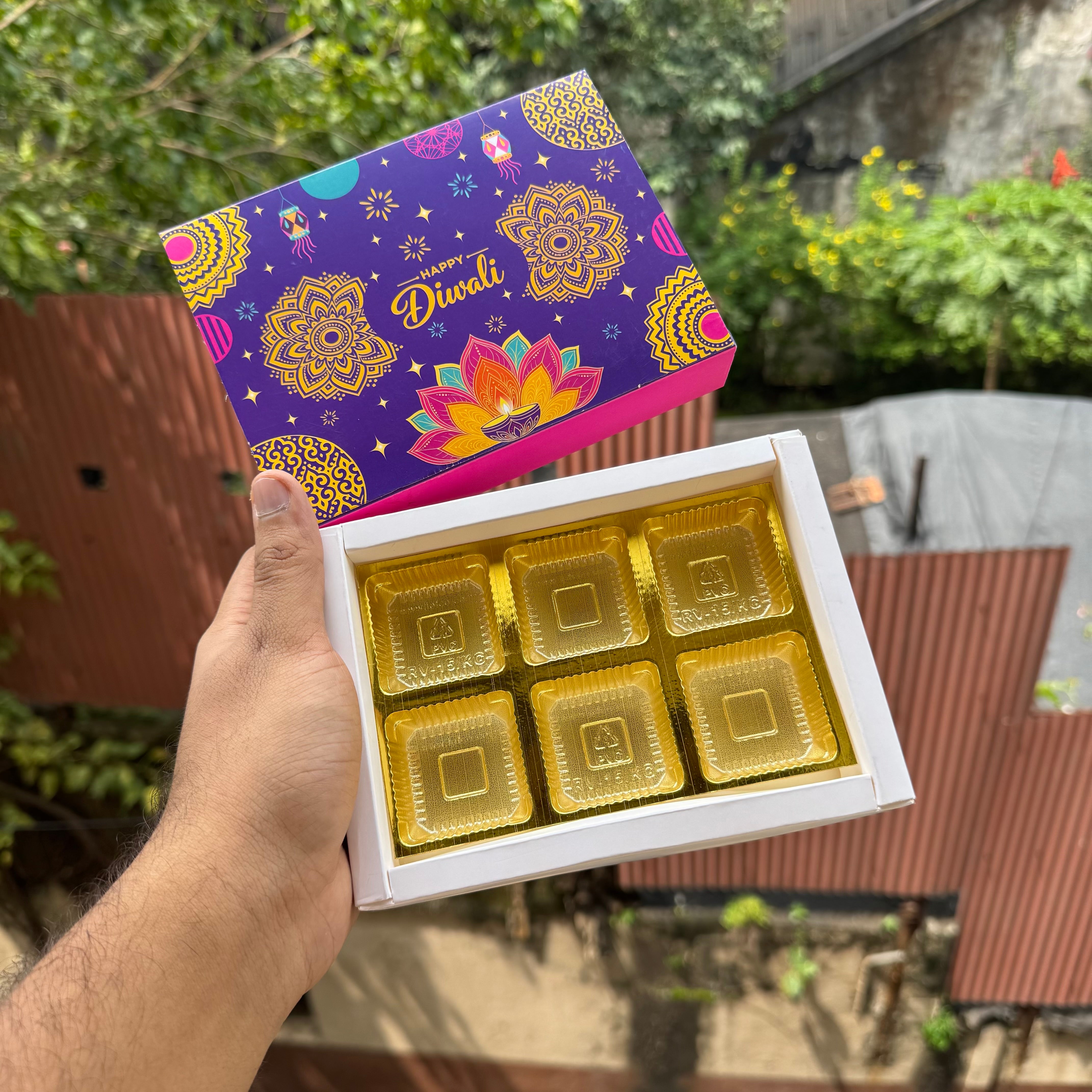 Diwali Slider Box (10pc) || 6 Cavity Size ~ Print C