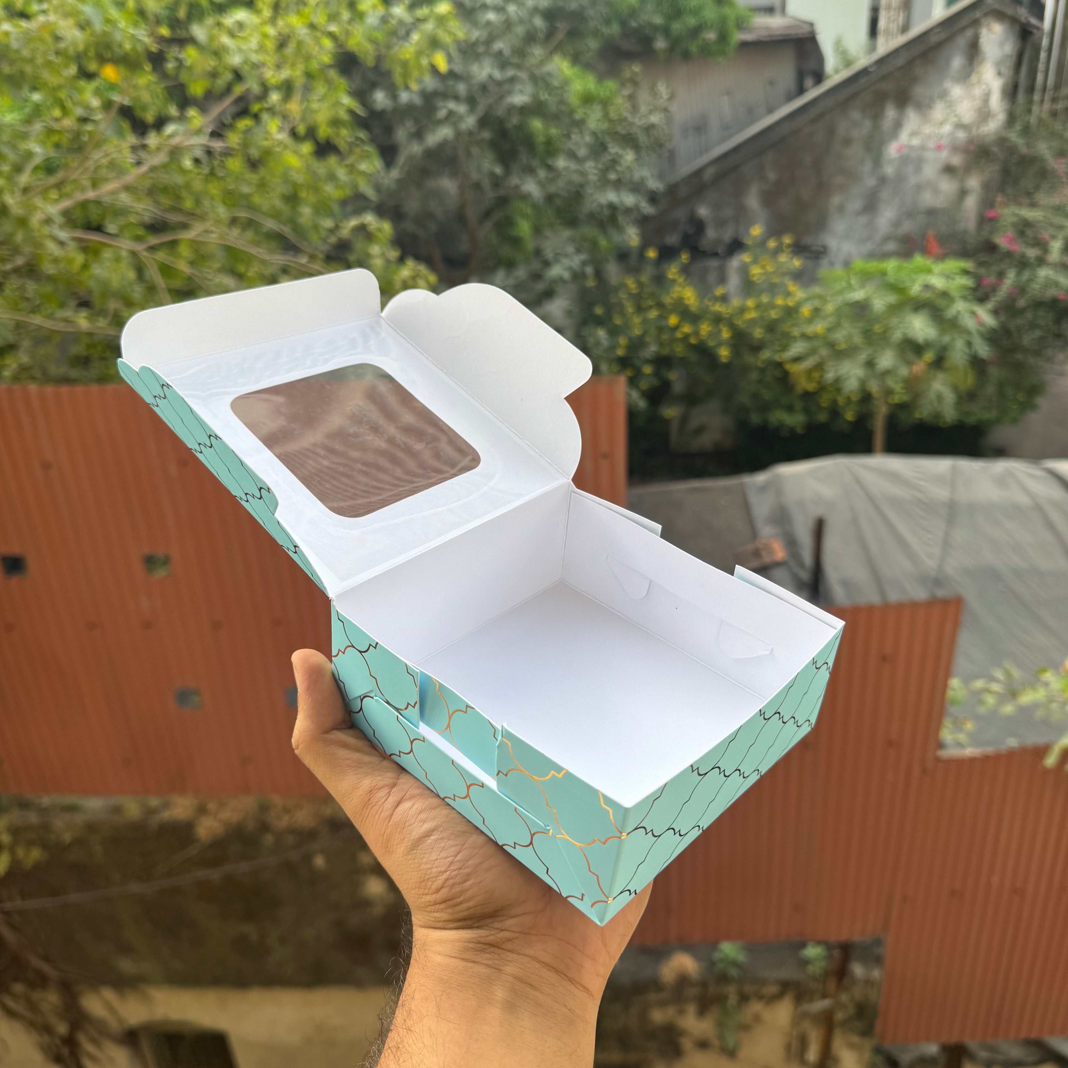 Moroccan Foil Box | 5x5x2inch | Blue & Gold (10pcs)
