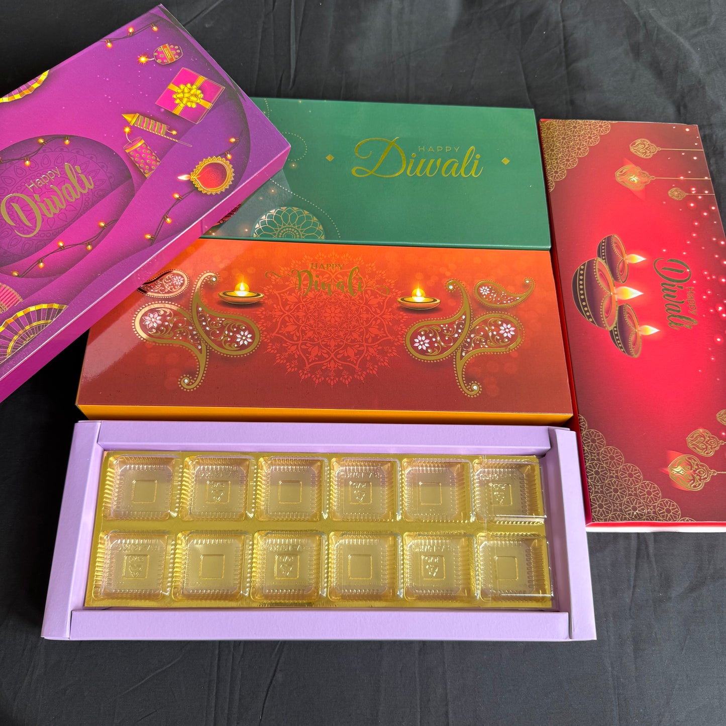 Diwali Foiled 12 Cavity Slider Box (10pc)