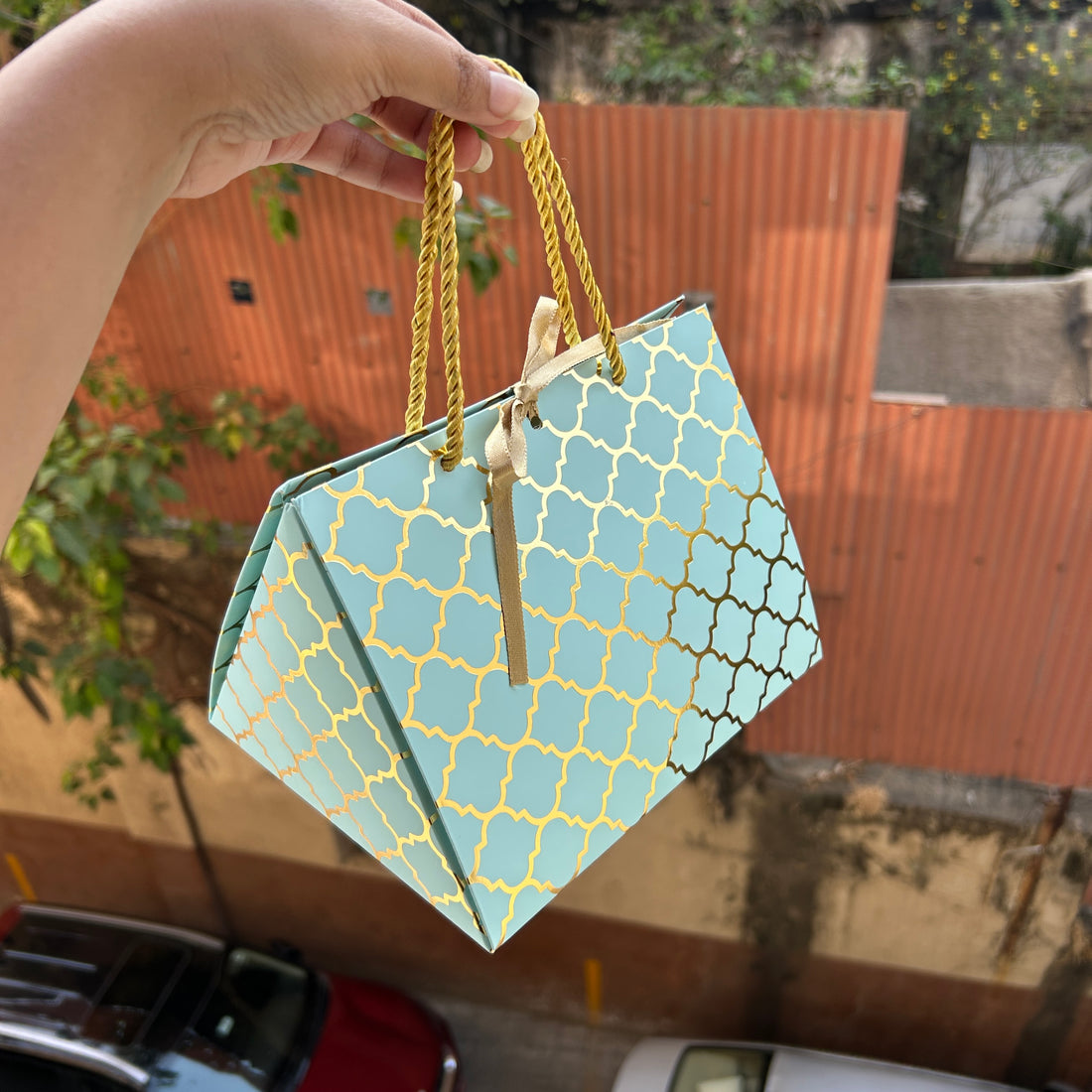 Pastel Festive Jar Triangle Box / Bag Blue