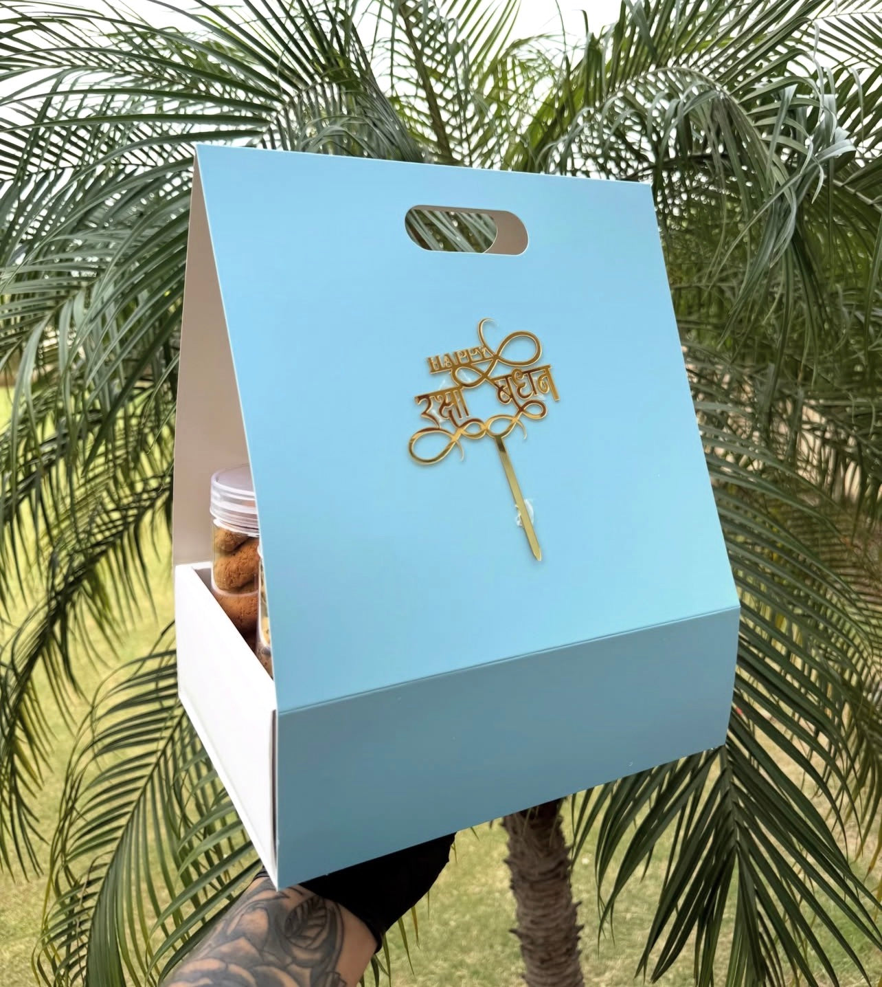 New Stylish Hamper Box With Handle (10pc) Sky Blue