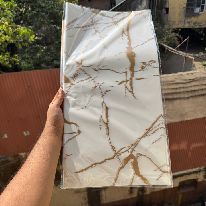Bouquet Wrapping Sheet - Marble Printed - White (20 sheets)