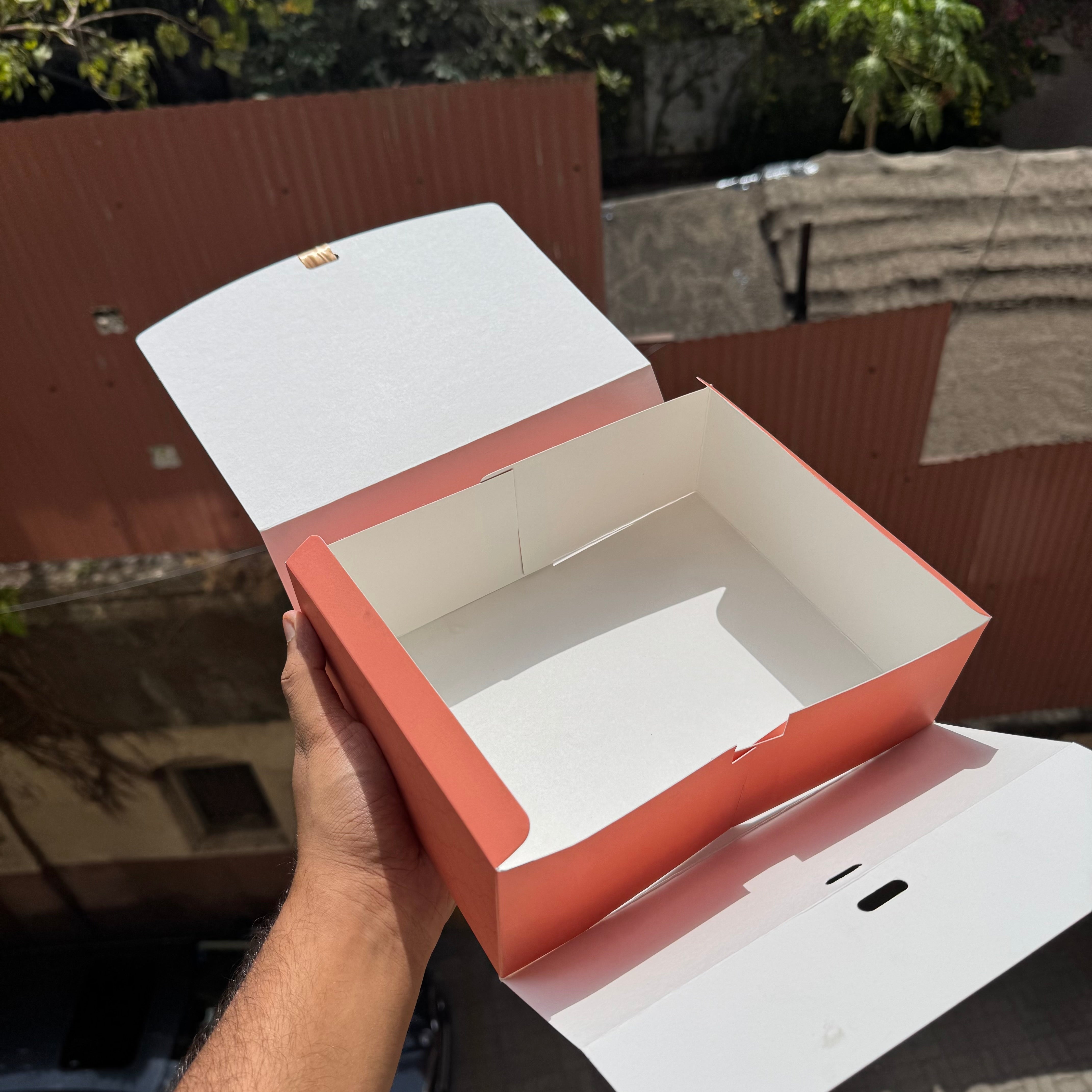 Rakhi Hamper Box With Ribbon - 9 by 7 by 3” • BK-94 Peach