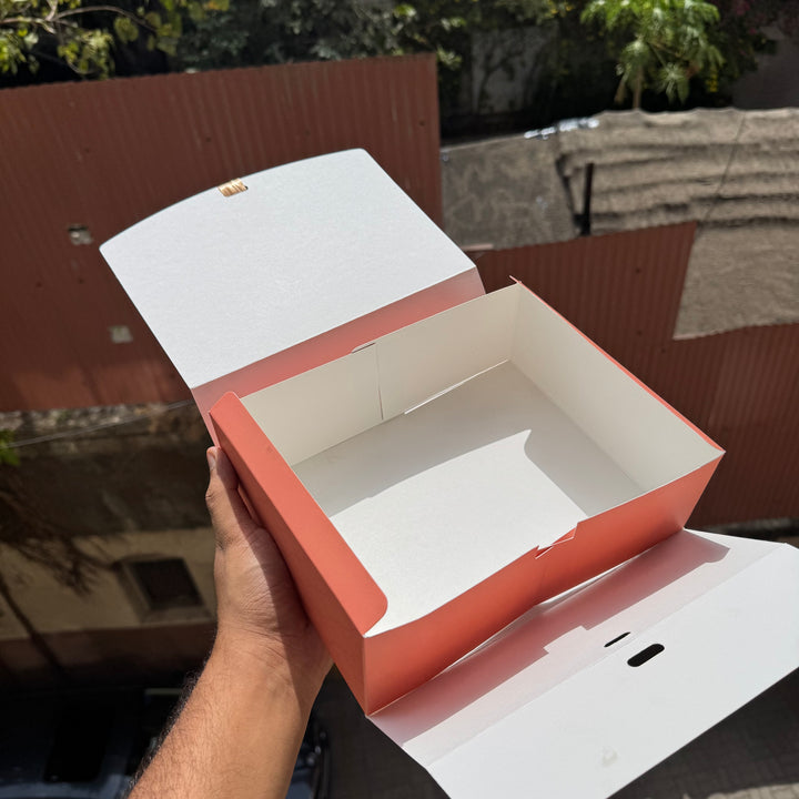 Rakhi Hamper Box With Ribbon - 9 by 7 by 3” • BK-94 Peach
