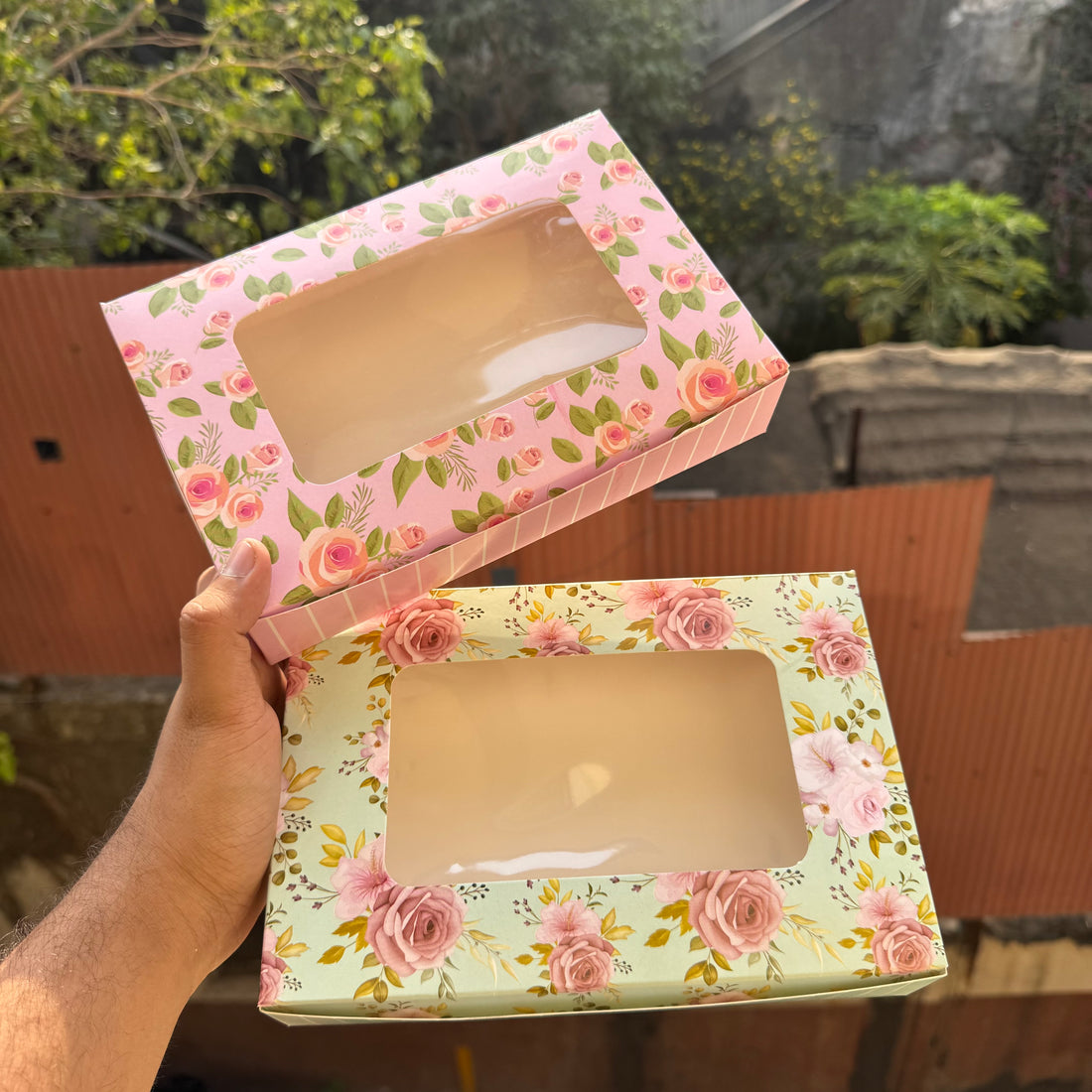 Floral Six Brownie Box (10pc) • Mint Green Bloom