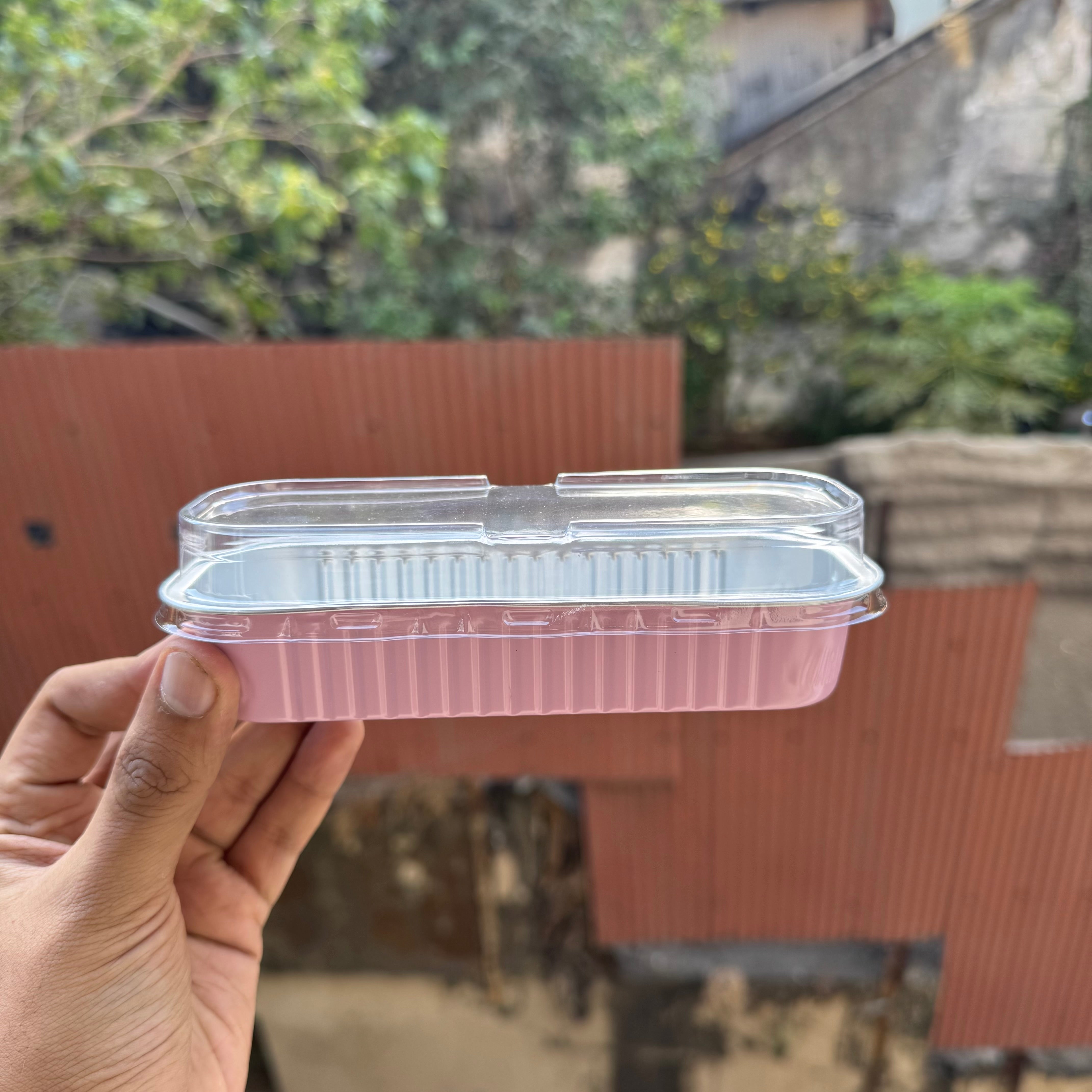 Rectangle Foil Bakeable Container Pink (10pc)