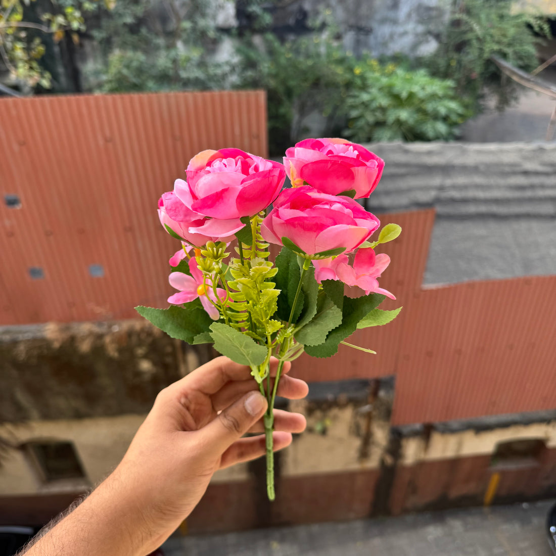 Artificial Flower Bunch With Stem and Leaves (1pc) #440