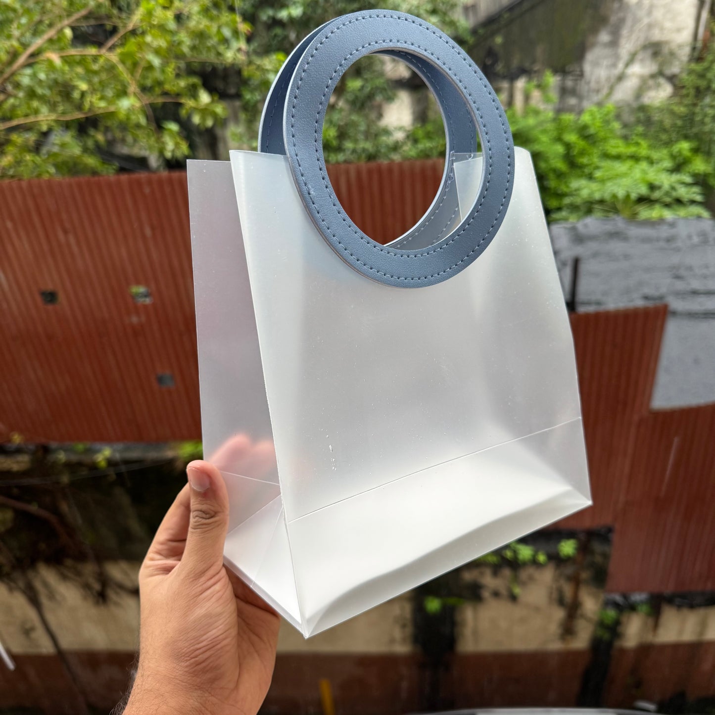 Pvc Frosted Round Bag 8x9 (10pc) Blue
