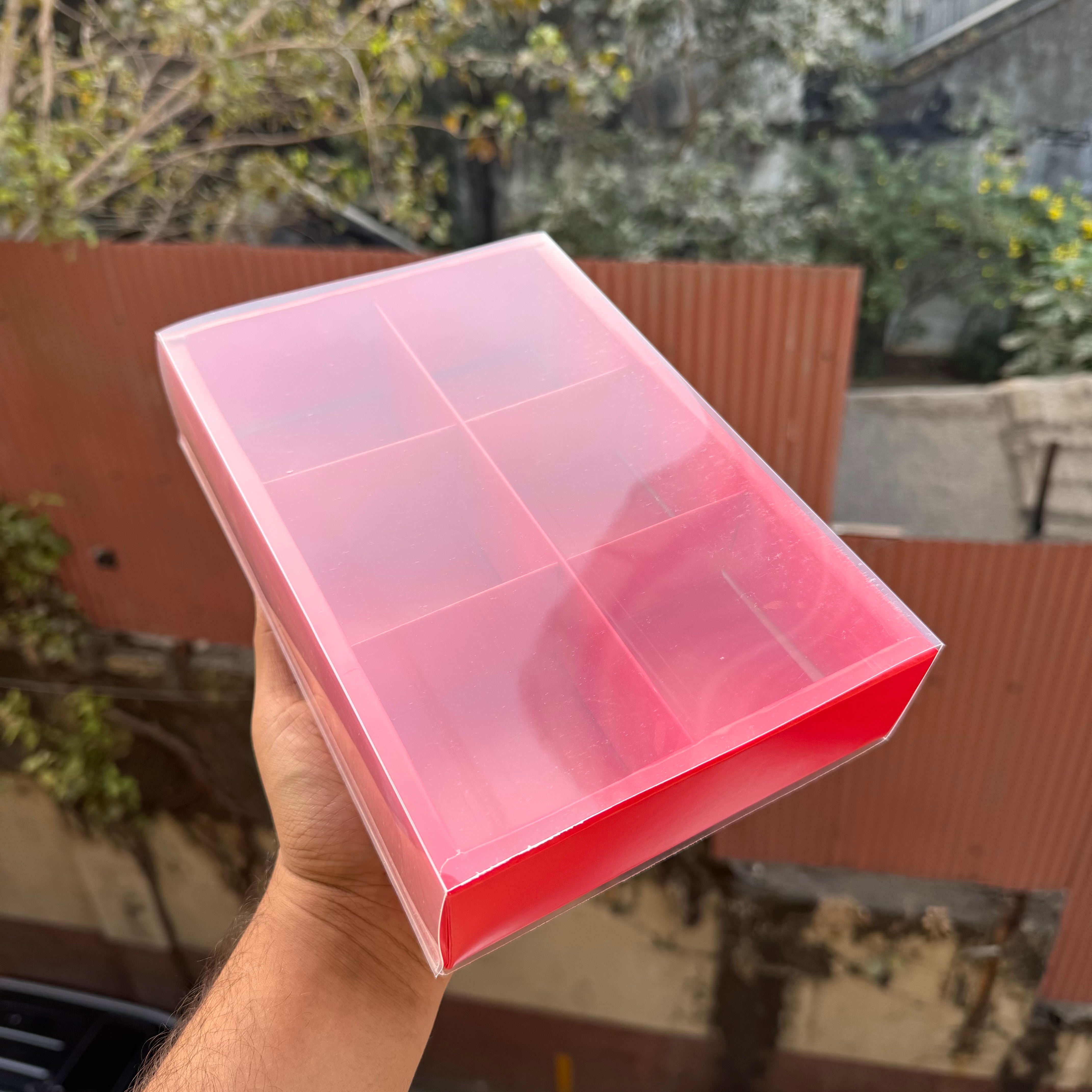 Valentine Frosted 6 Brownie / Dry-Fruit Partition Box (10pc)