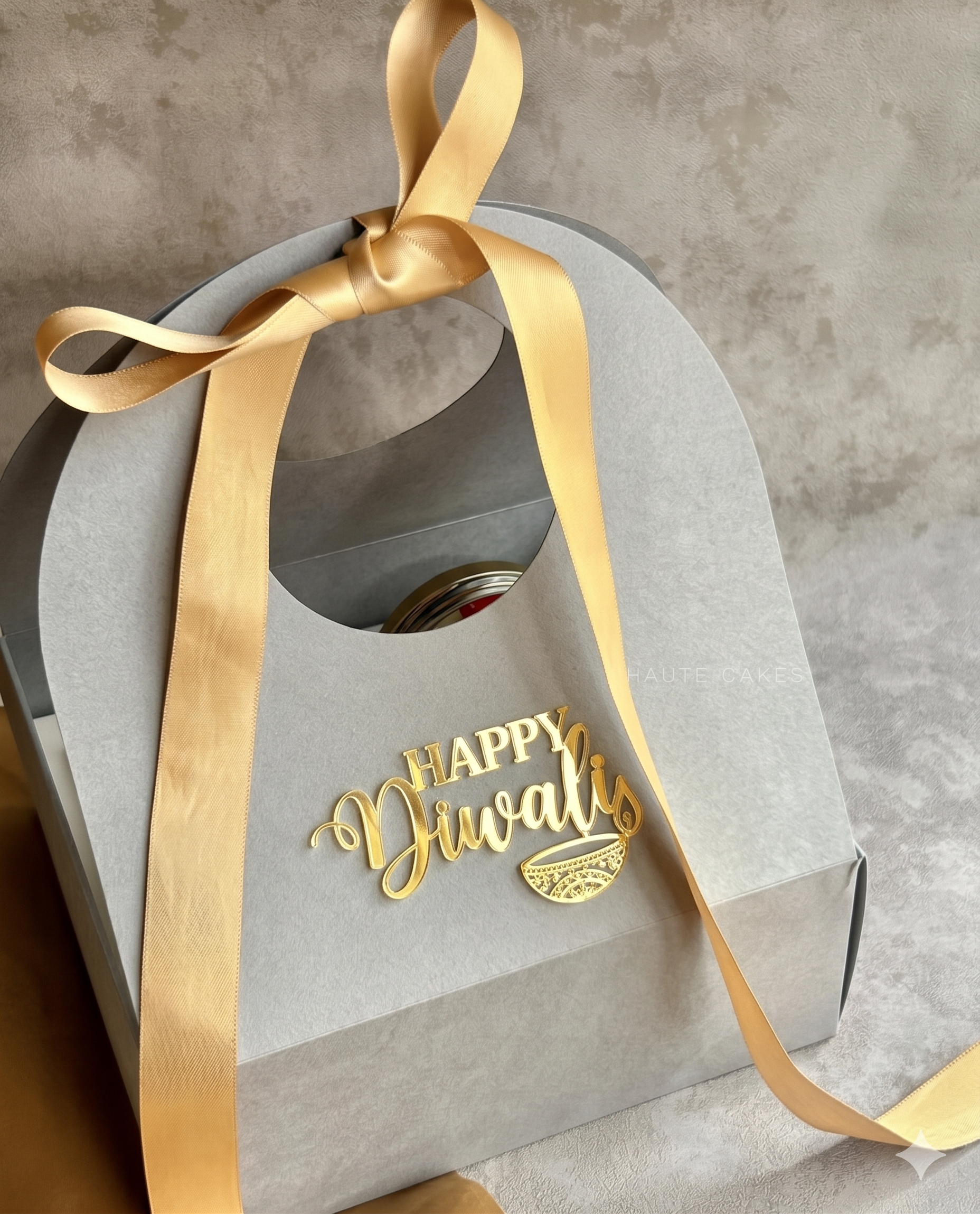 Hamper Box With Compartment And Handle (10pcs) ~ Grey Velvet Finish | Ribbon & Charm Not Included