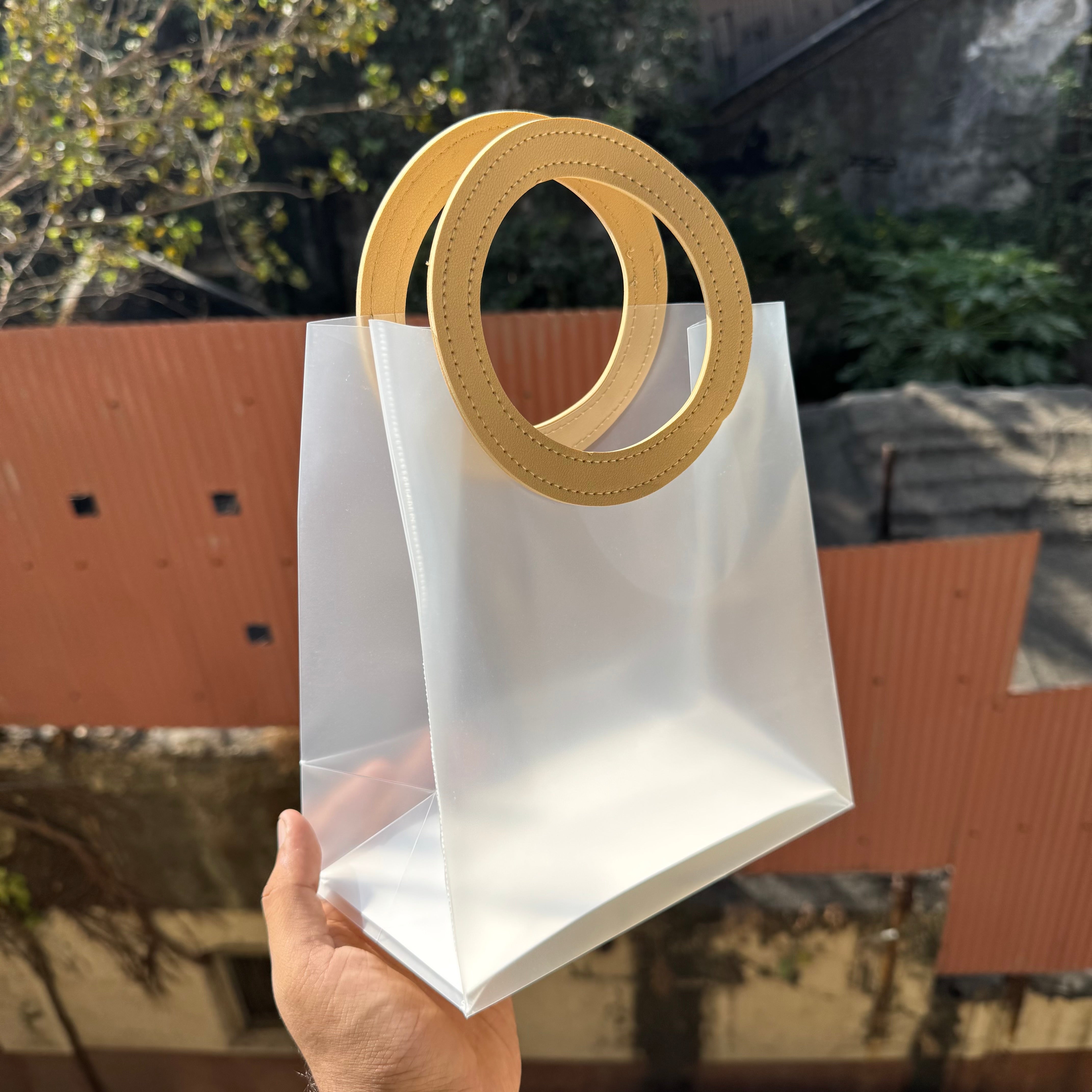 Frosted Bag 8x9inch (10pc) Beige Colour