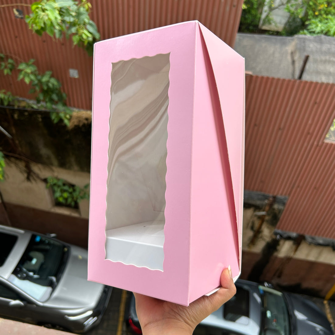 Trending Wine Glass Cake Box Pink