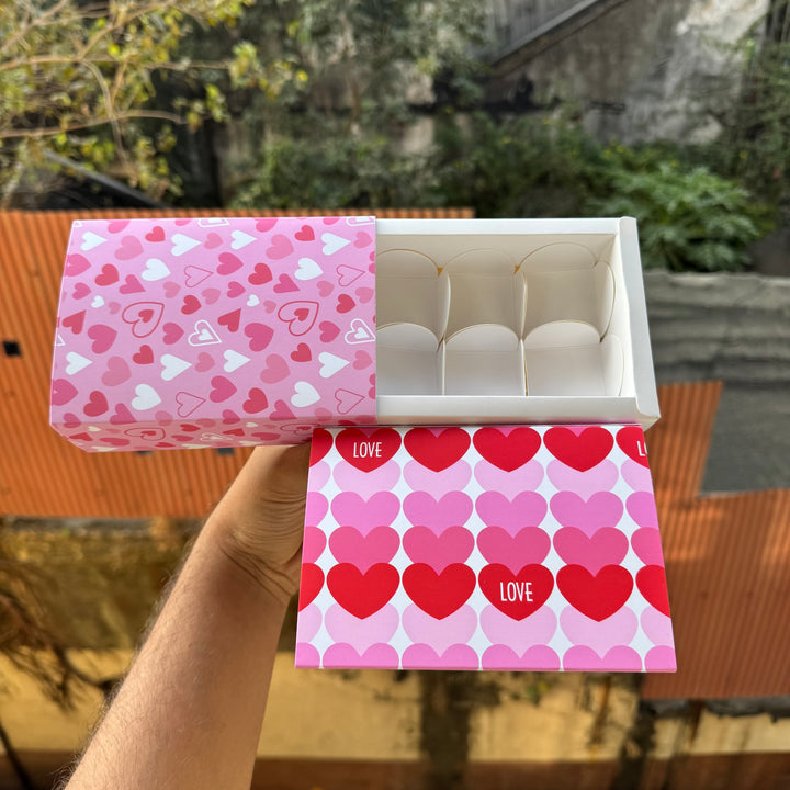Valentine Premium 6 Cavity Box Mini Brownies , Candles , Macaroon and more (10pc)