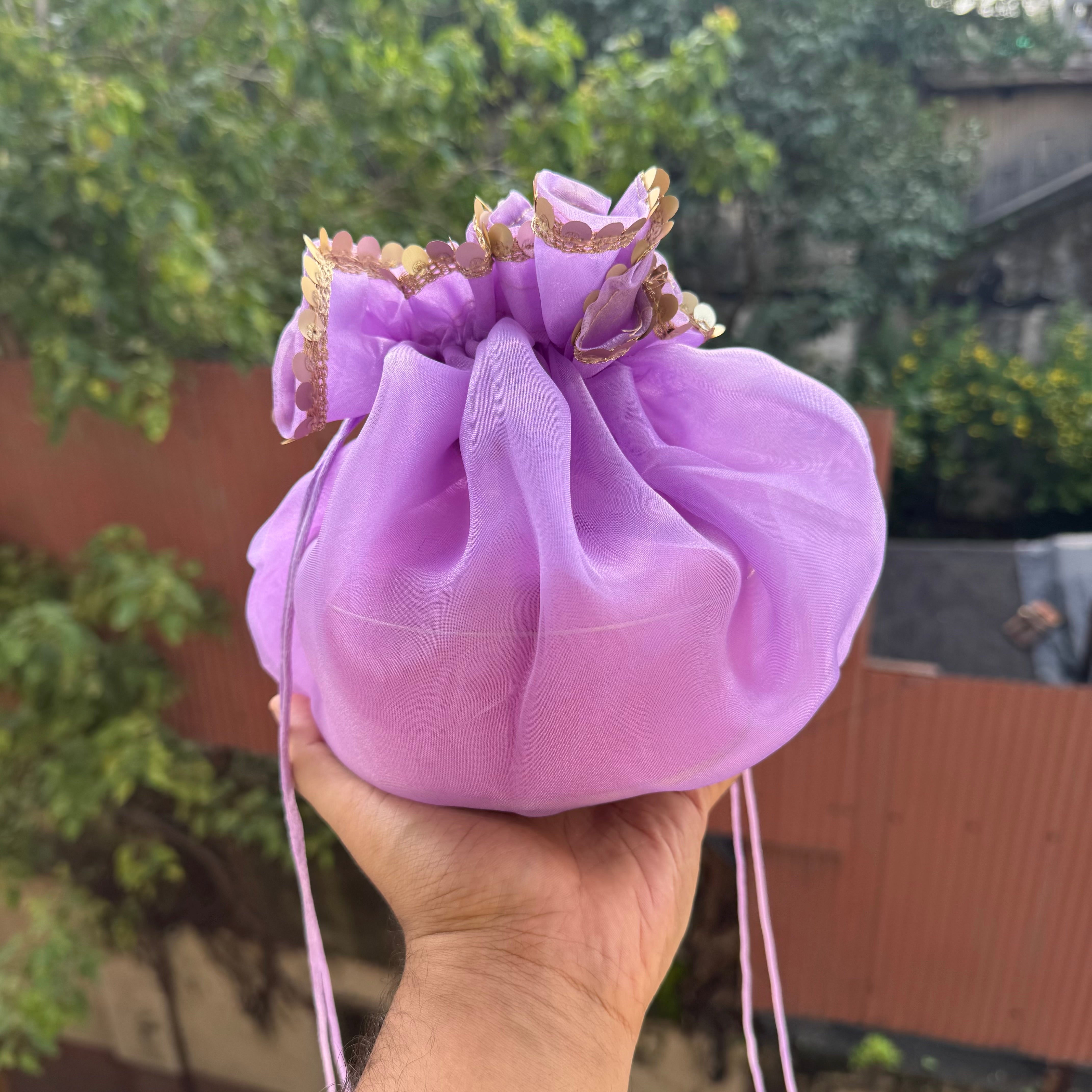 Organza Ribbon Potli (10pc) ~ Lilac