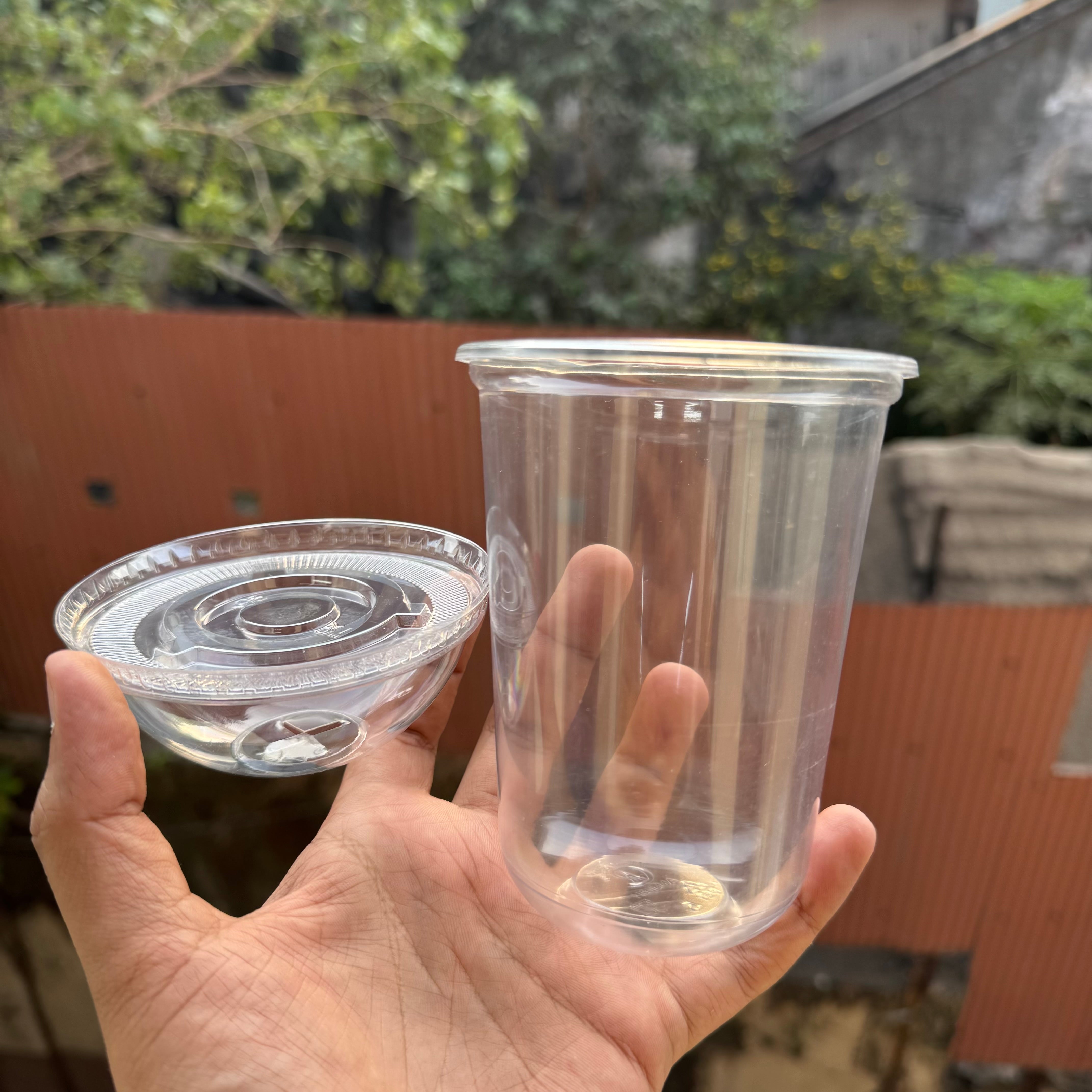 Clear Cookie Dip Cup with Dome Lid (500ml) U SHAPE – Dessert Cup for Brownies & Cookies (10 pcs)