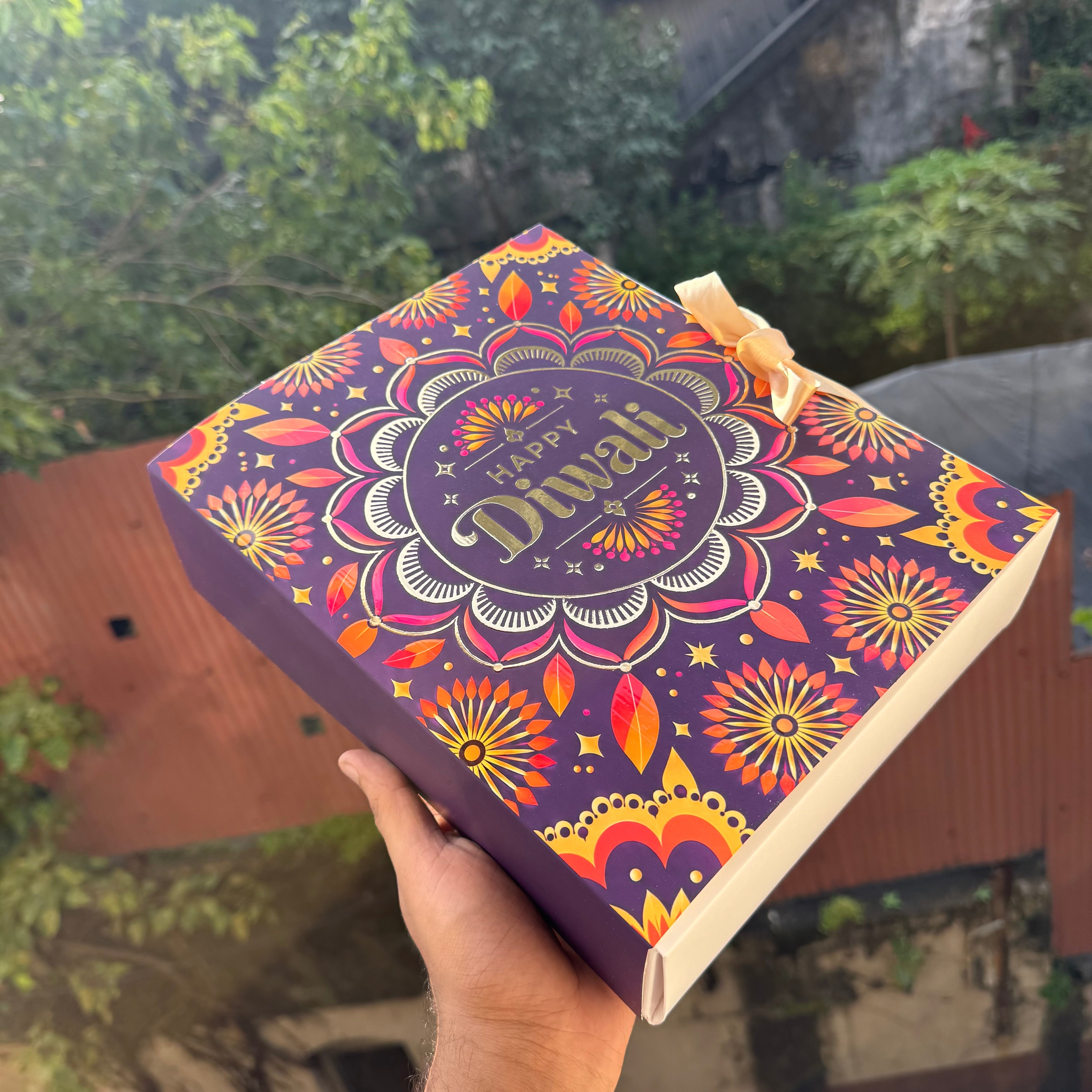 Diwali Foiled Premium Hamper Box with Ribbon 10pc | #D