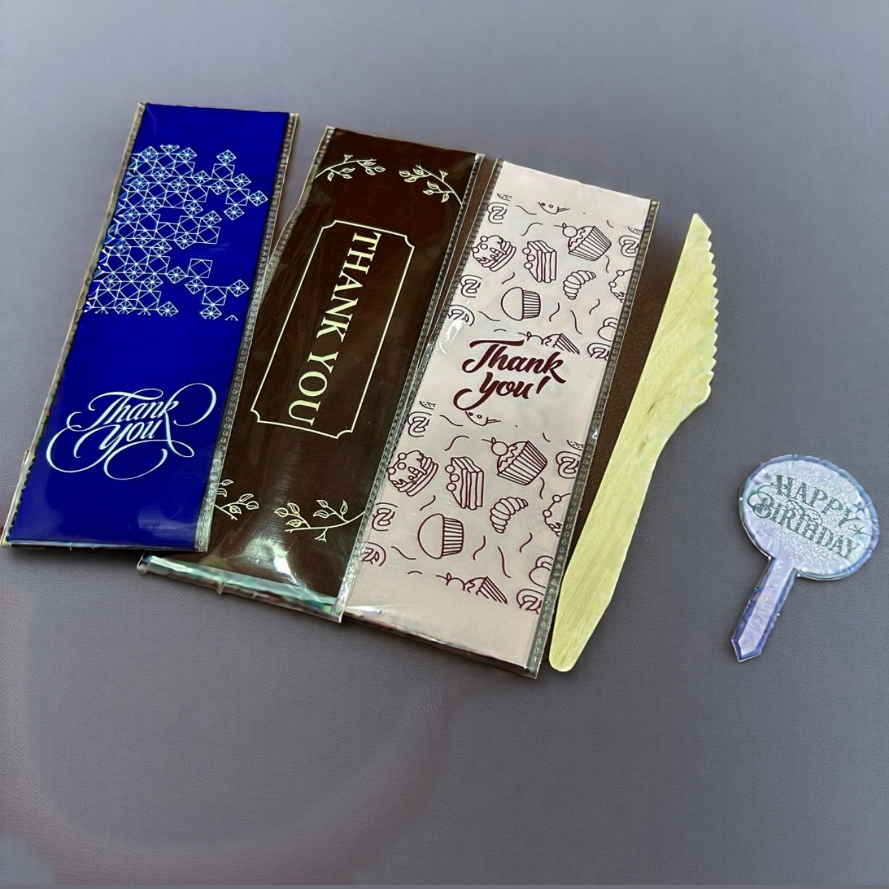 Cutlery Pouch Sets - 1 knife 2 candles and 1 paper hbd tag (10 sets)