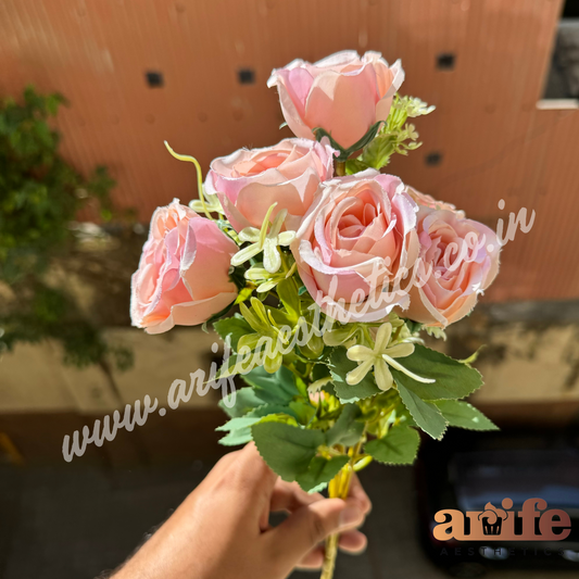 Pink Rose Artificial Flower Bunch