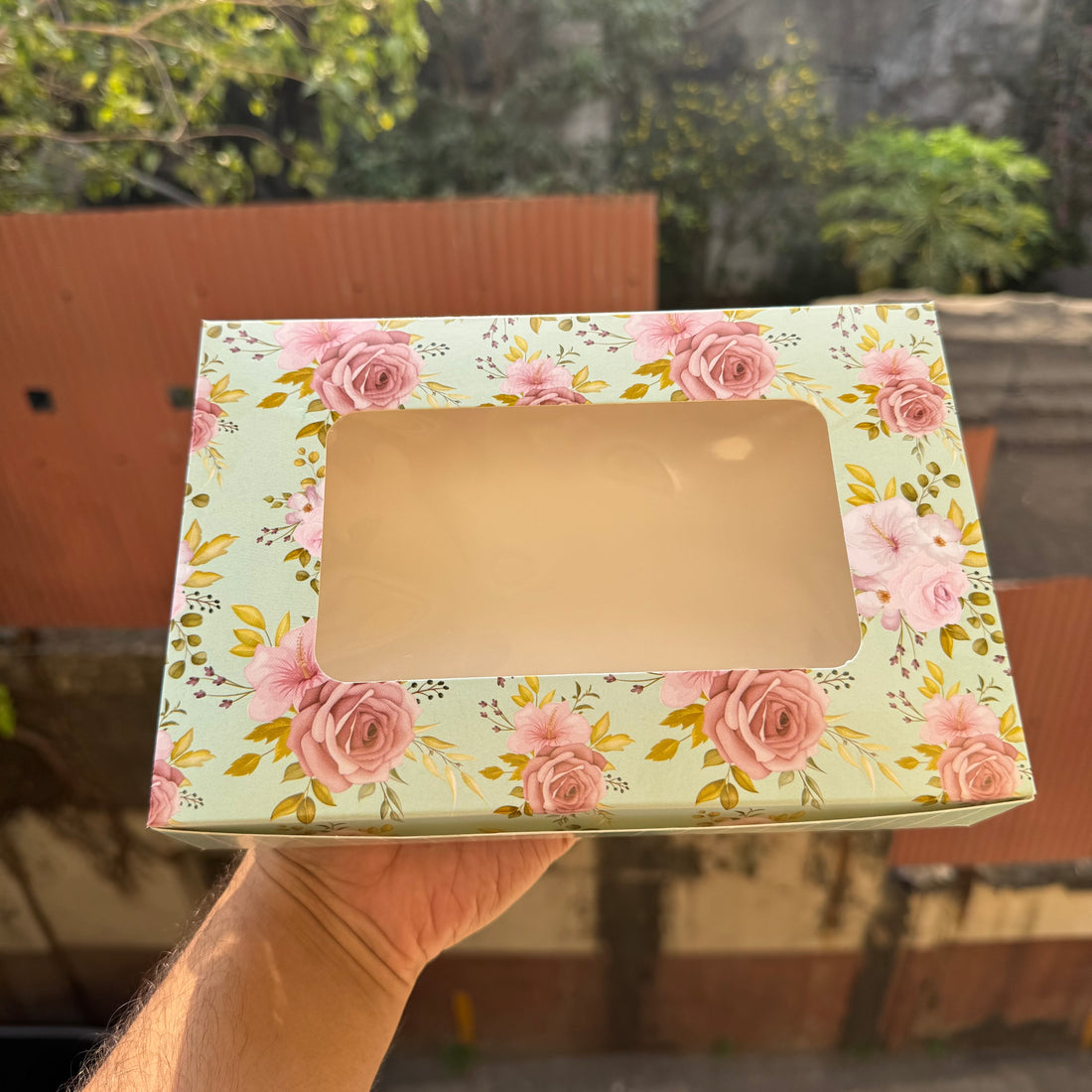 Floral Six Brownie Box (10pc) • Mint Green Bloom
