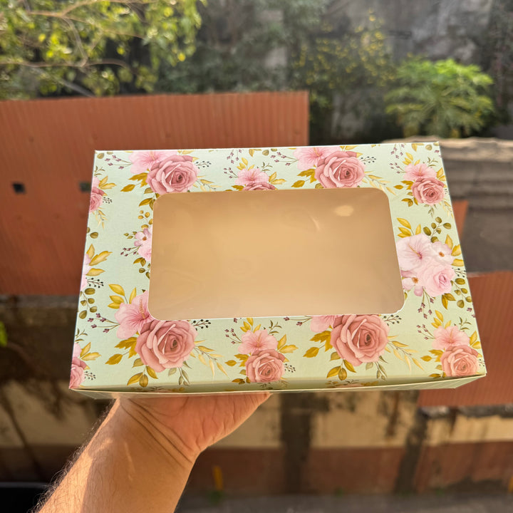 Floral Six Brownie Box (10pc) • Mint Green Bloom
