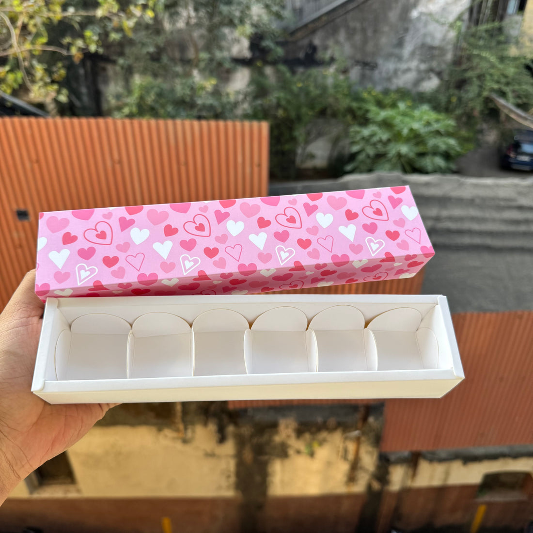 Valentine Premium 6 Cavity Box Mini Brownies , Candles , Macaroon and more (10pc)