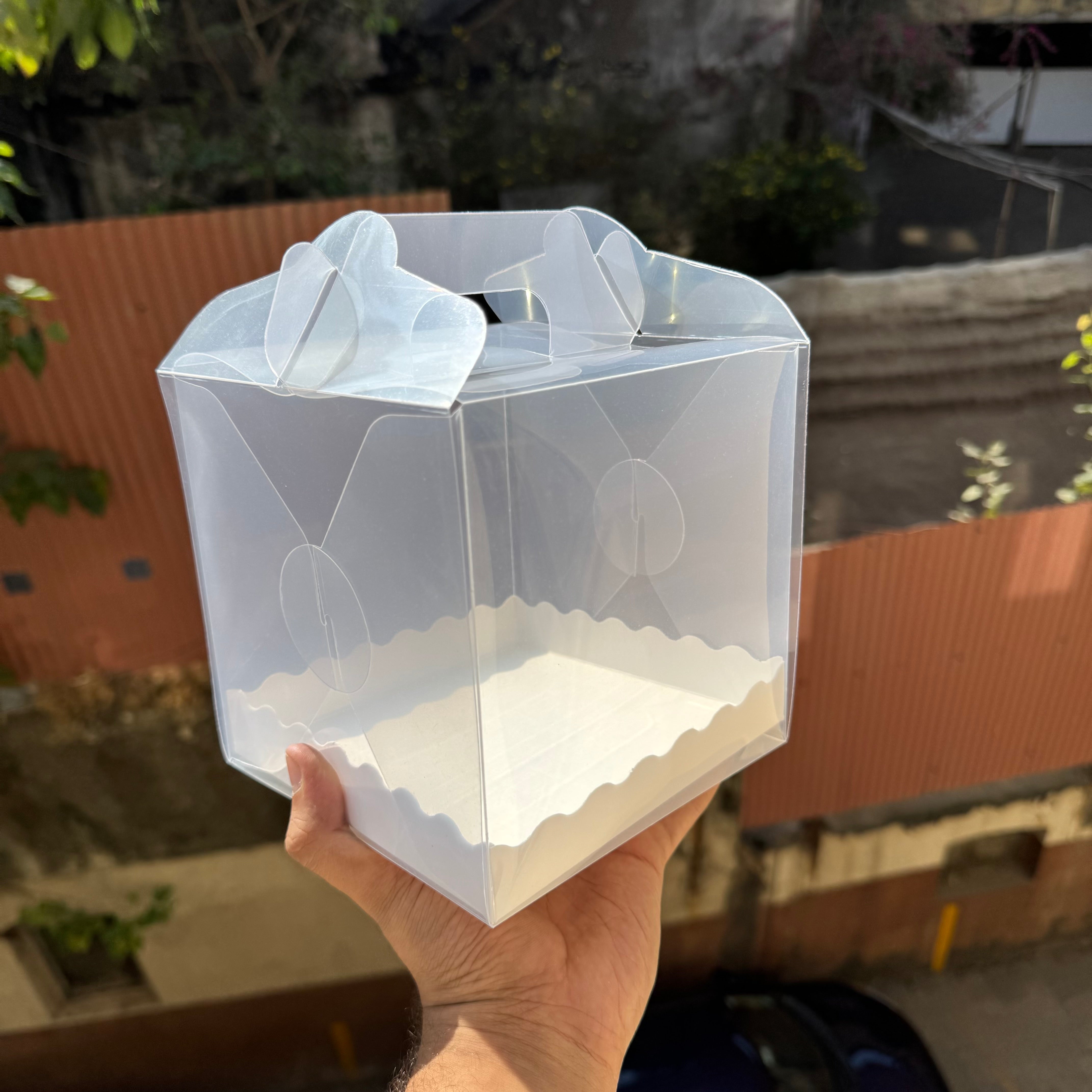 Cake Box Transparent With Handle (10pc) 8x8x6inch
