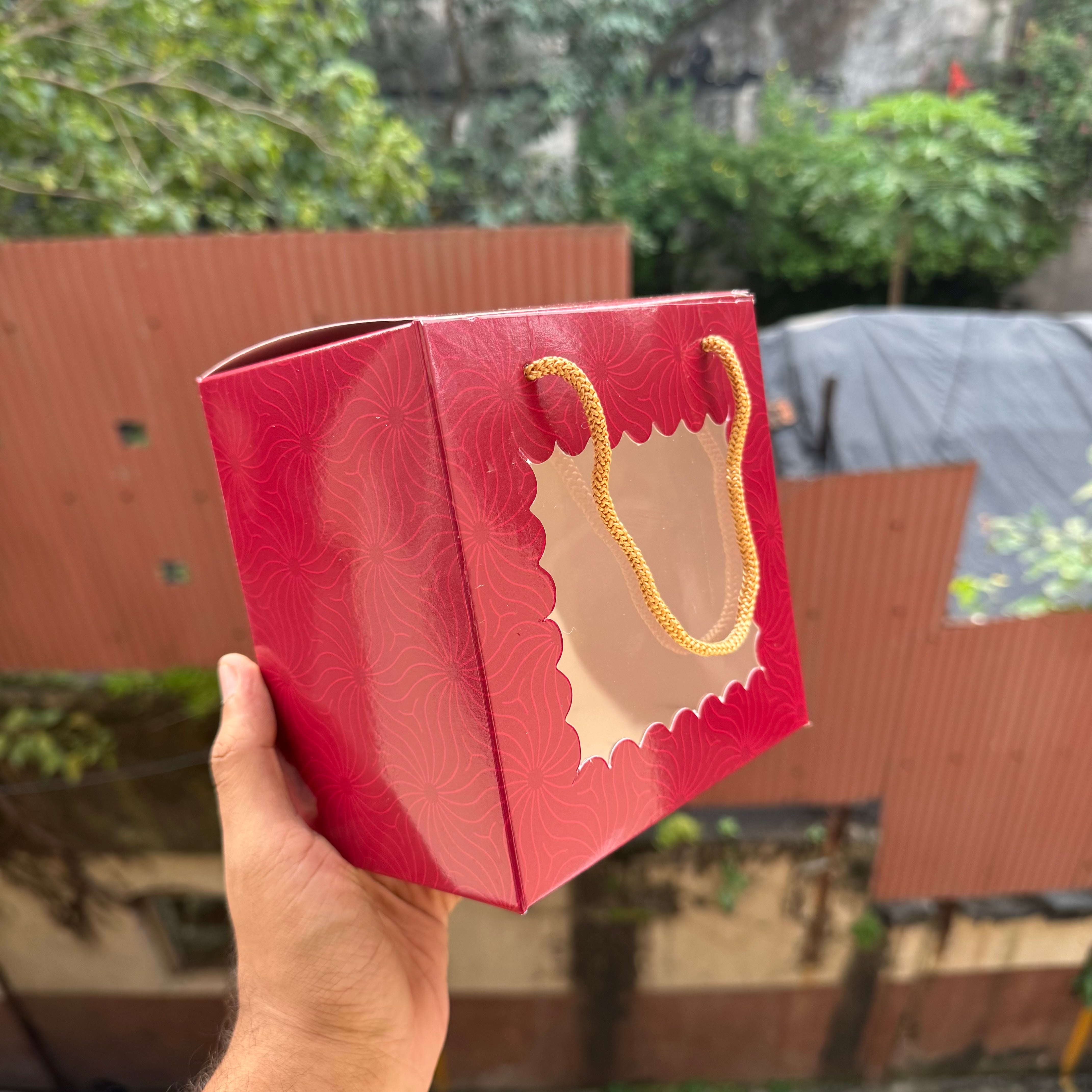 Festive Hamper Bag 6x6x4inch (10pc) | Fuchsia
