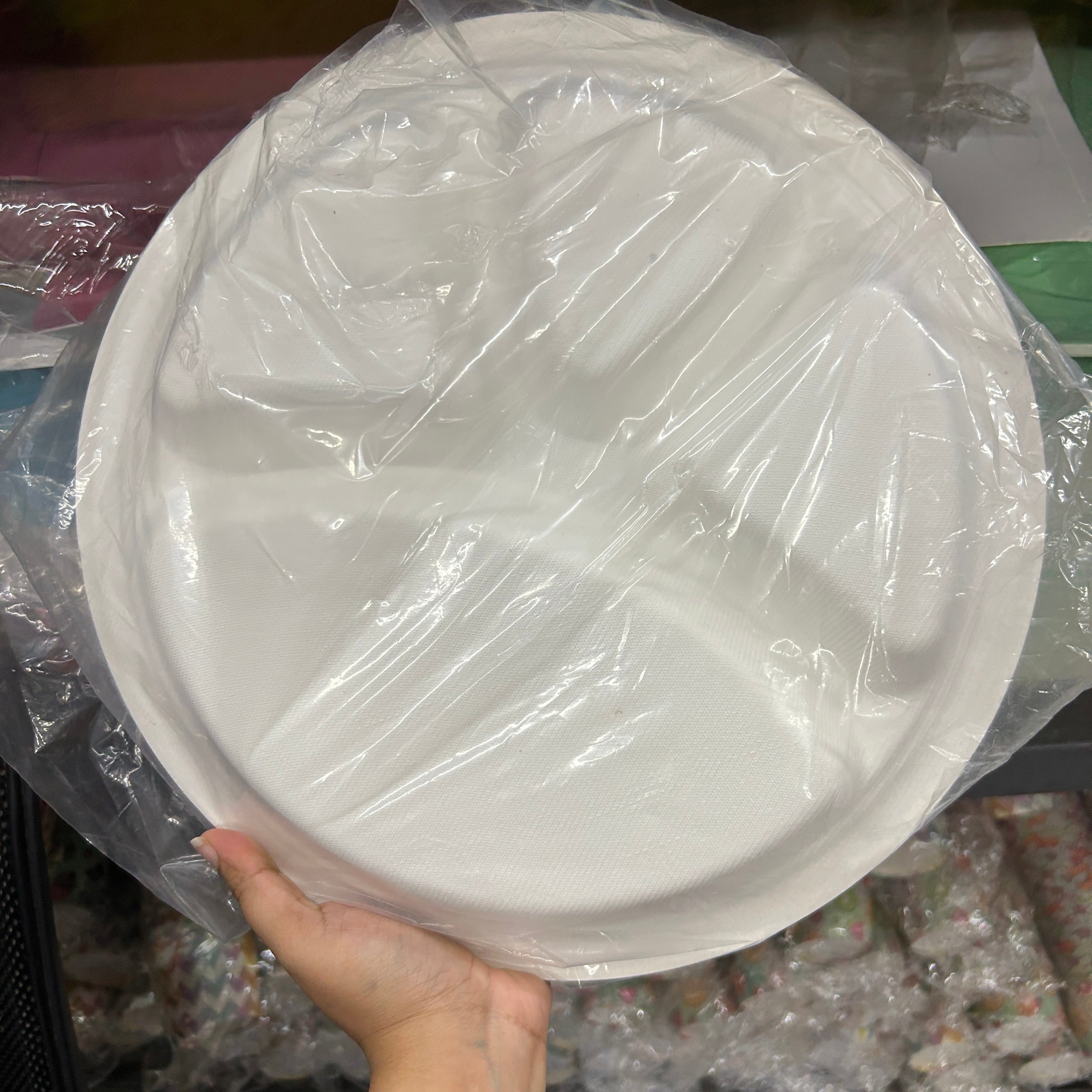 Ganpati Gathering Essentials -12inch 4 compartment Baggase Plate Disposable (25pcs)