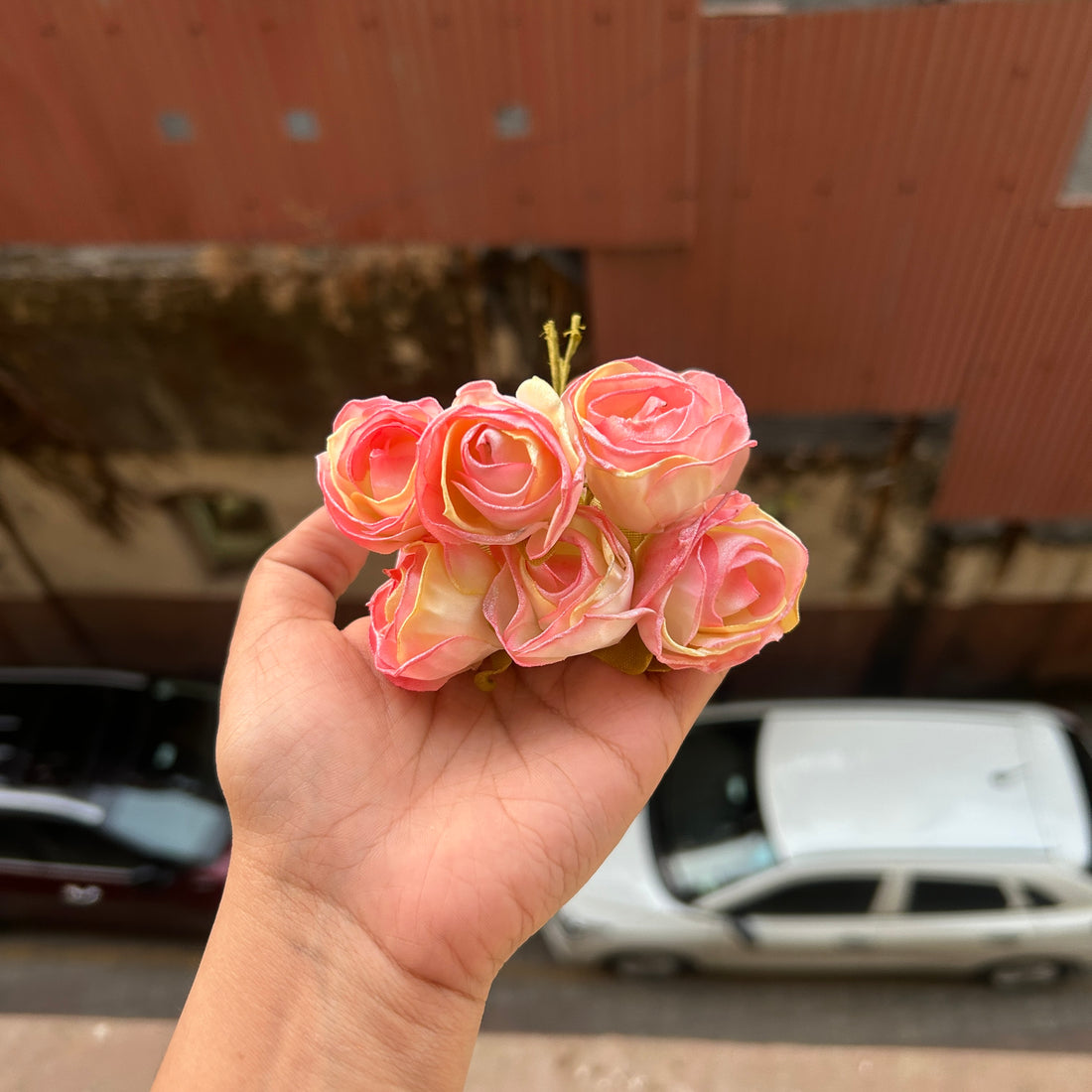 Glitter Dried Rose Flower Bunch (6flowers)